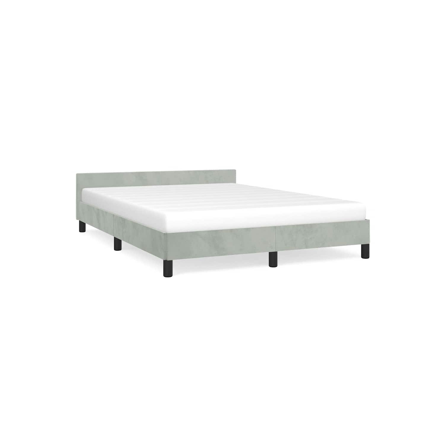 vidaXL Velvet Platform Bed Frame, No Box Spring Needed/No Mattress, Light Gray Full Bed
