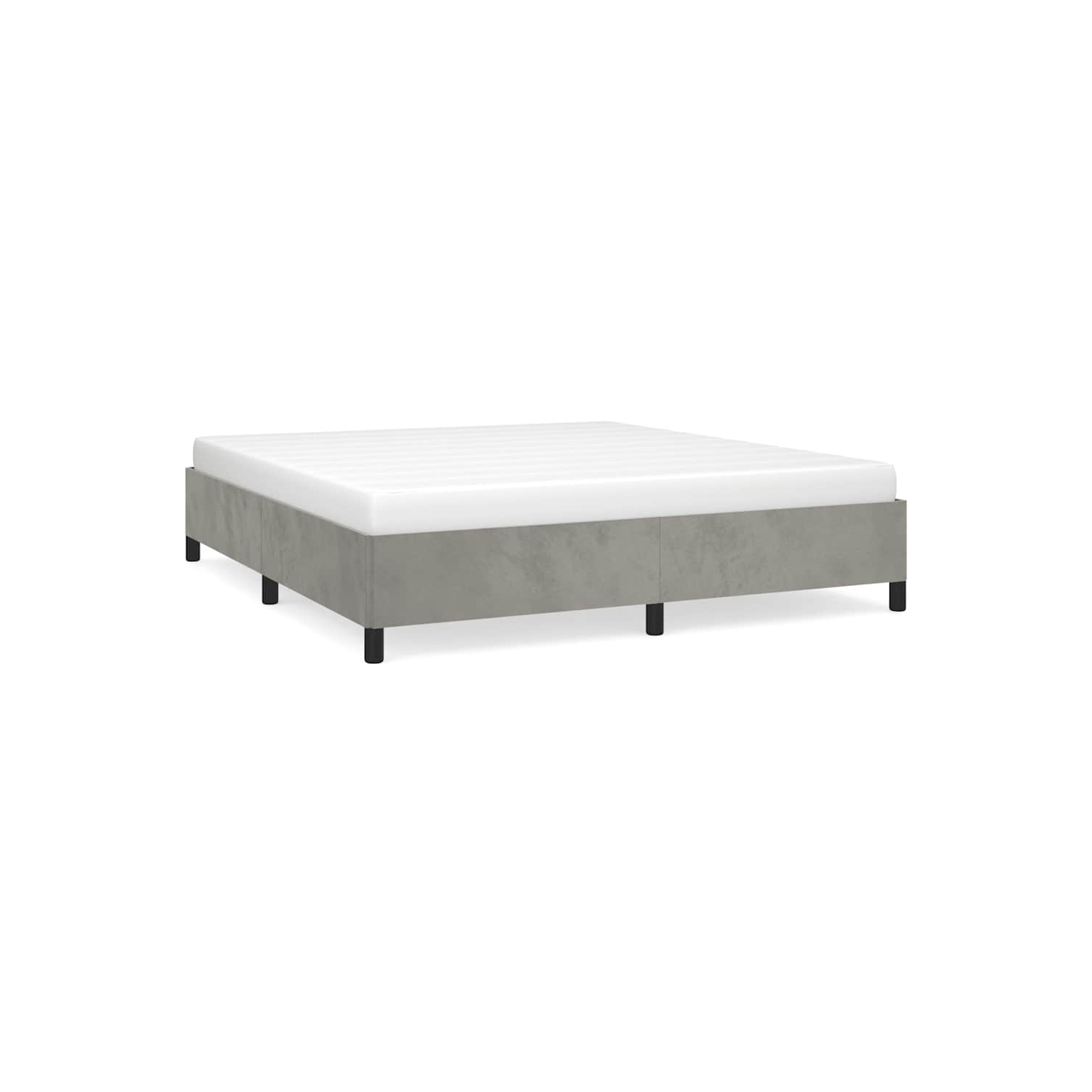 vidaXL California King Bed Frame, Velvet Upholstered Platform Bed Frame, Light Gray, No Mattress