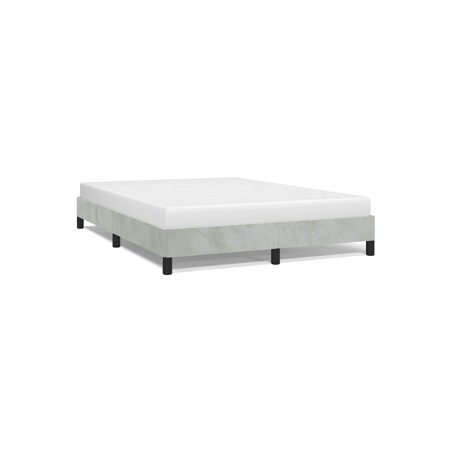 vidaXL Full Bed Frame, Velvet Upholstered Platform Bed Frame, Light Gray, No Mattress