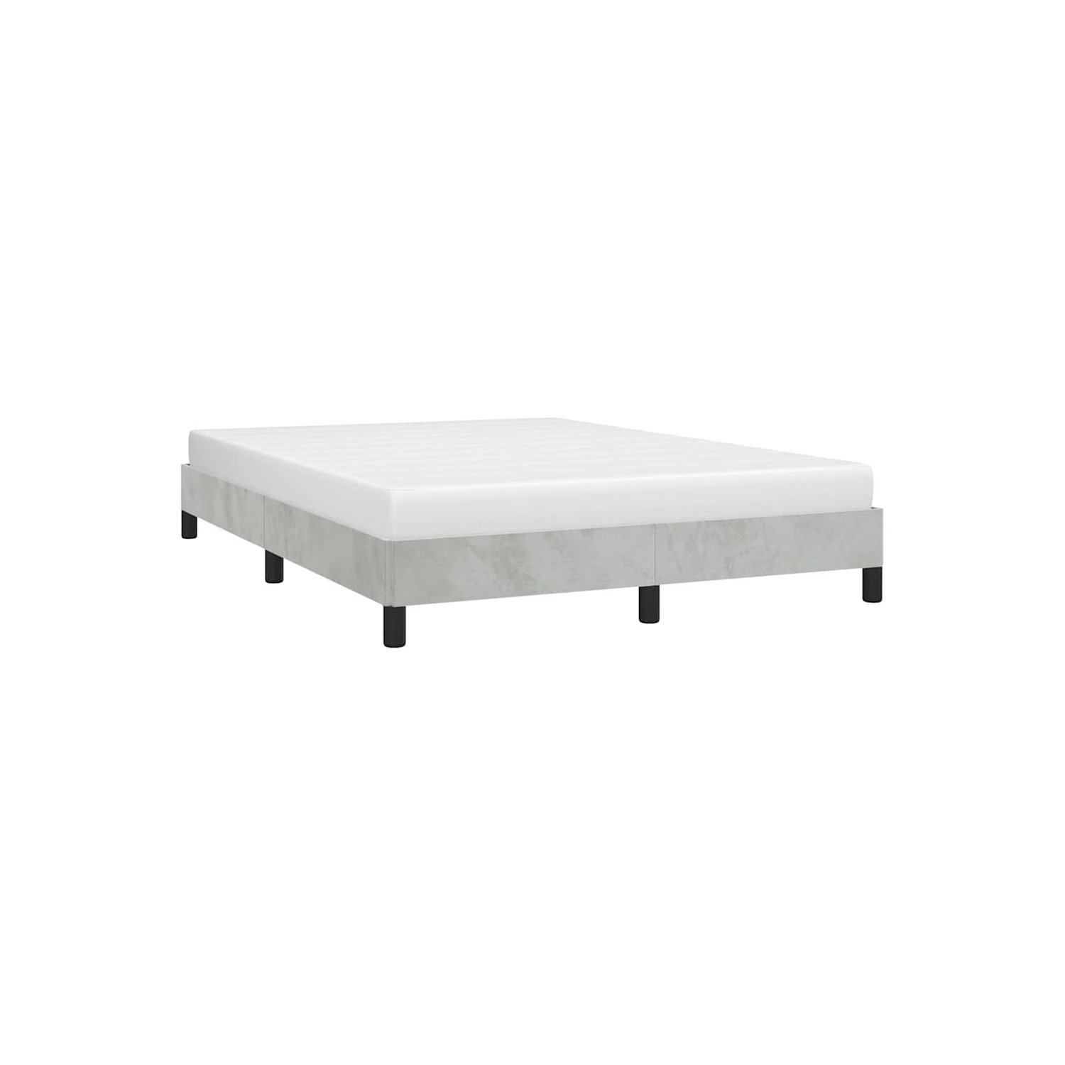 vidaXL Full Bed Frame, Velvet Upholstered Platform Bed Frame, Light Gray, No Mattress