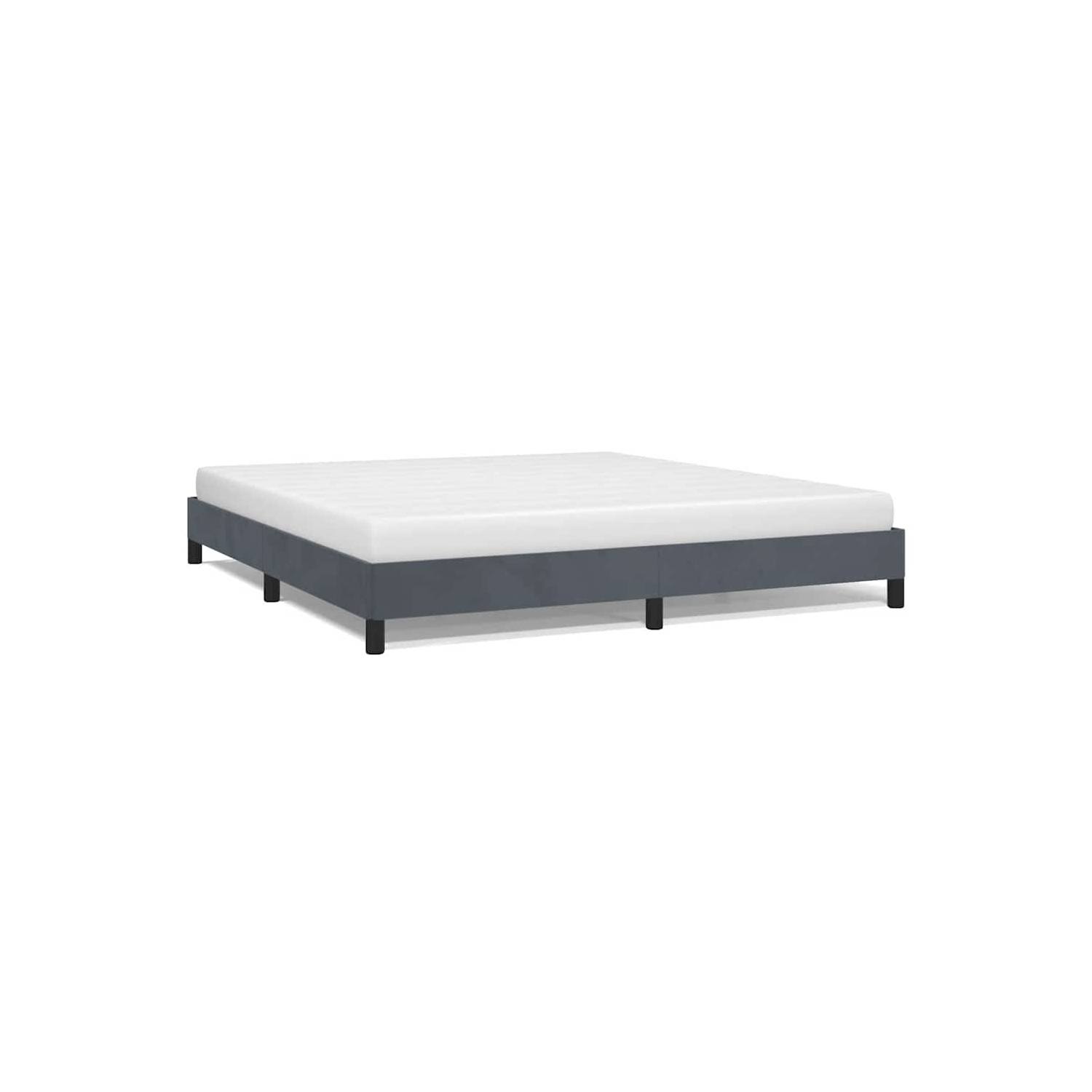 vidaXL King Bed Frame, Velvet Upholstered Platform Bed Frame, Dark Gray, No Mattress