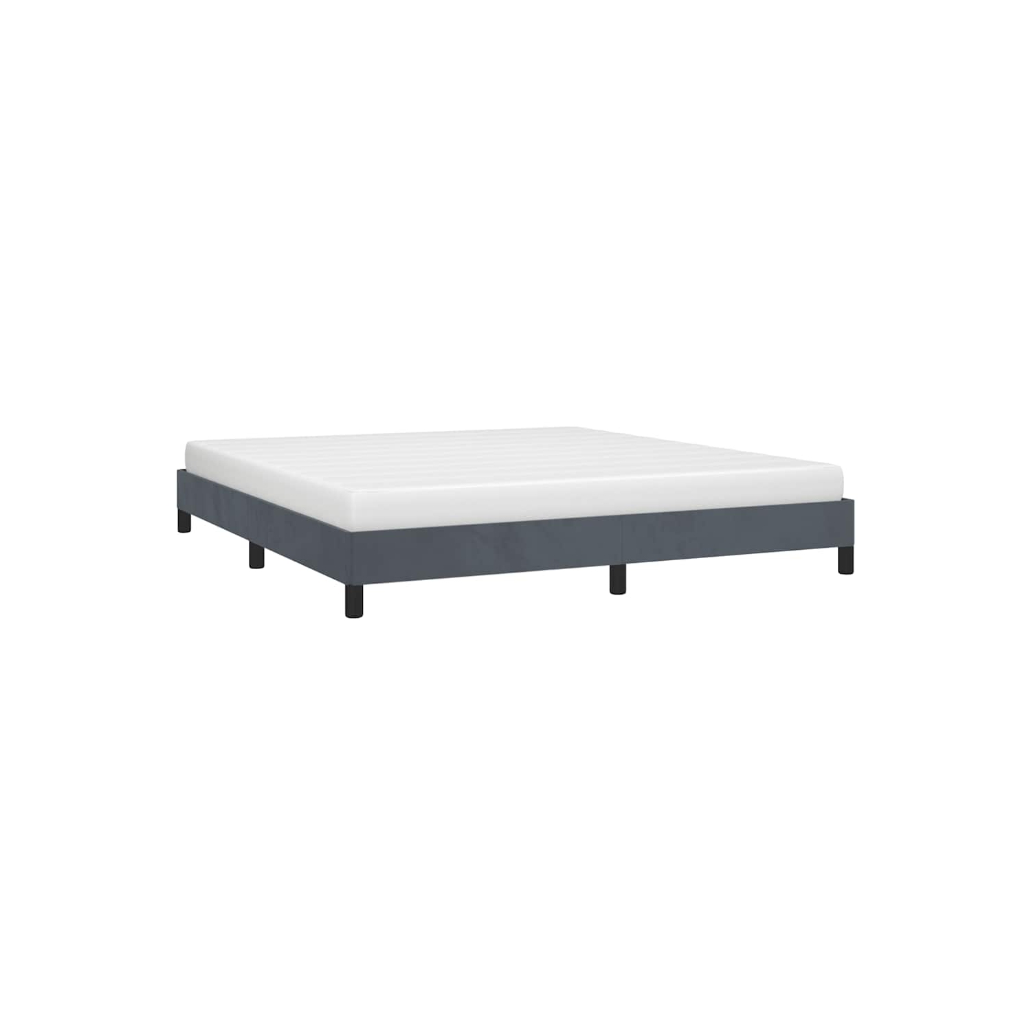 vidaXL King Bed Frame, Velvet Upholstered Platform Bed Frame, Dark Gray, No Mattress