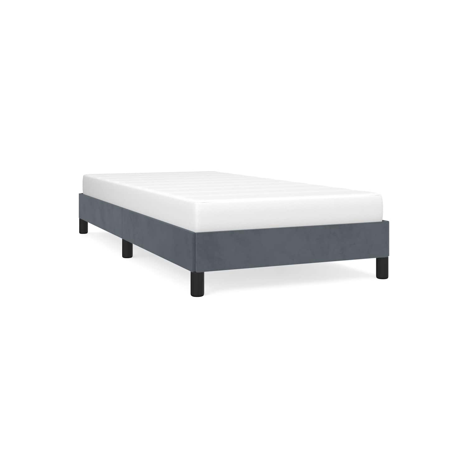 Très grand cadre de lit simple vidaXL, cadre de lit plateforme recouvert de velours, gris foncé, aucun matelas