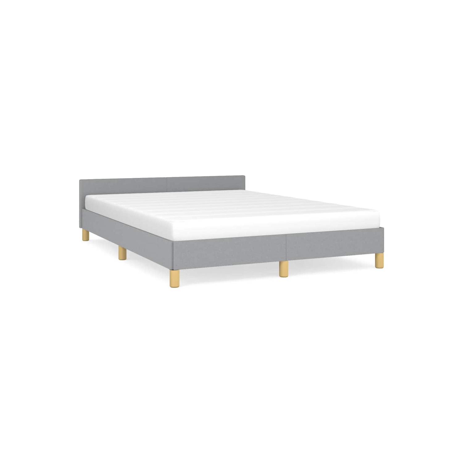 vidaXL Fabric Full Platform Bed Frame, Slats Support, Easy Assembly, No Mattress, Light Gray