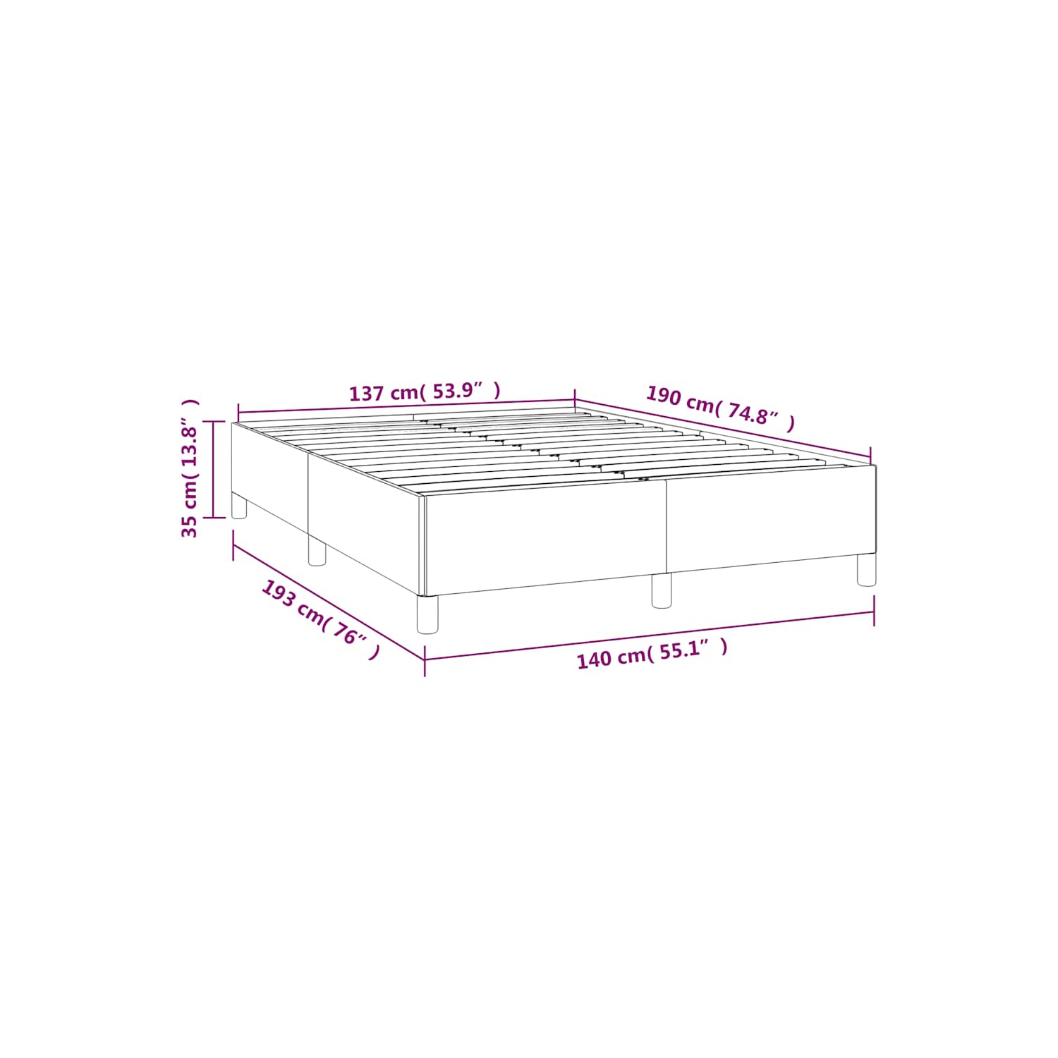 vidaXL Full Bed Frame, Fabric Upholstered Platform Bed Frame, Dark Gray, No Mattress