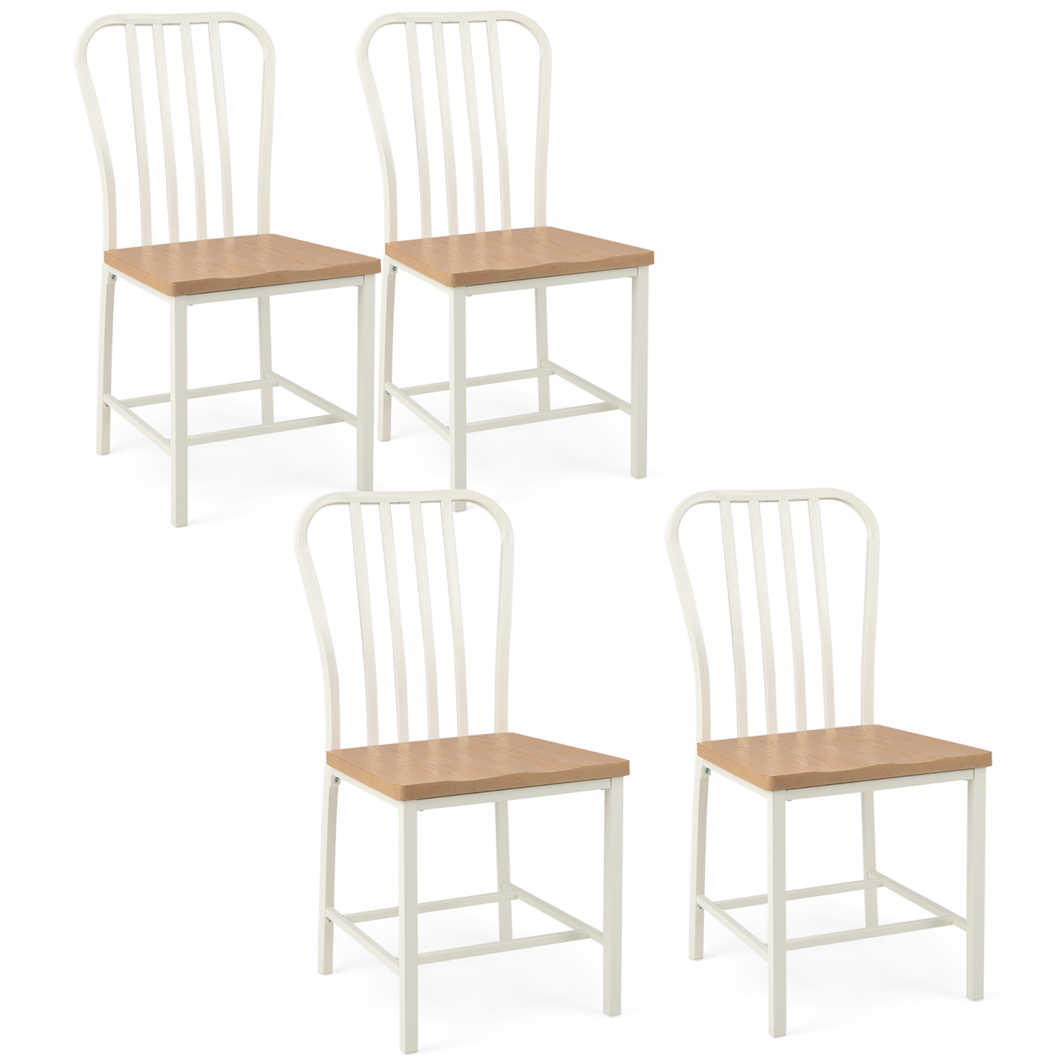 Gymax Dining Chair Set of 4 Armless Spindle Back Kitchen Chairs w/ Ergonomic Seat