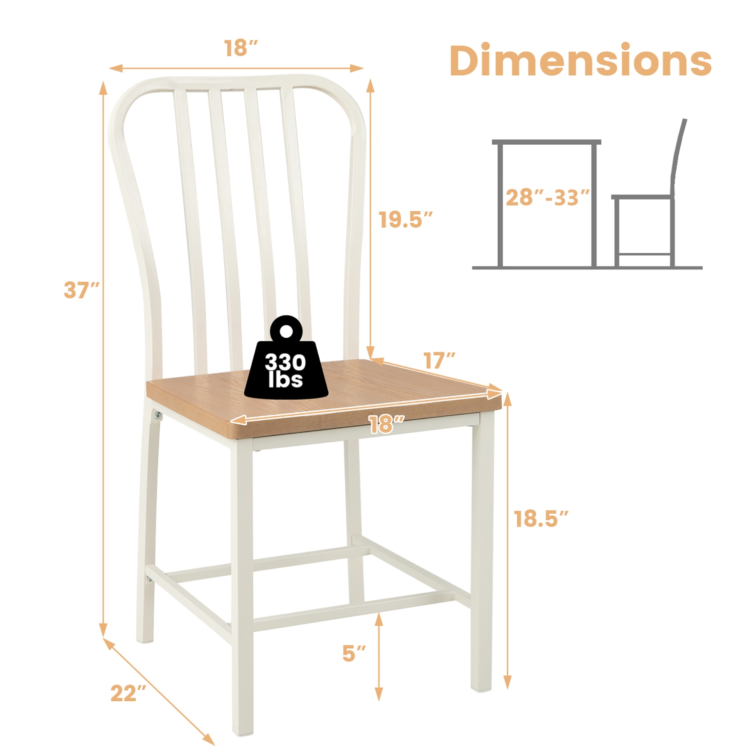 Gymax Dining Chair Set of 4 Armless Spindle Back Kitchen Chairs w/ Ergonomic Seat