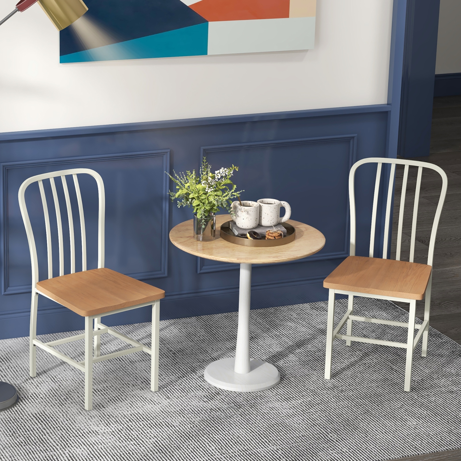 Gymax Dining Chair Set of 4 Armless Spindle Back Kitchen Chairs w/ Ergonomic Seat