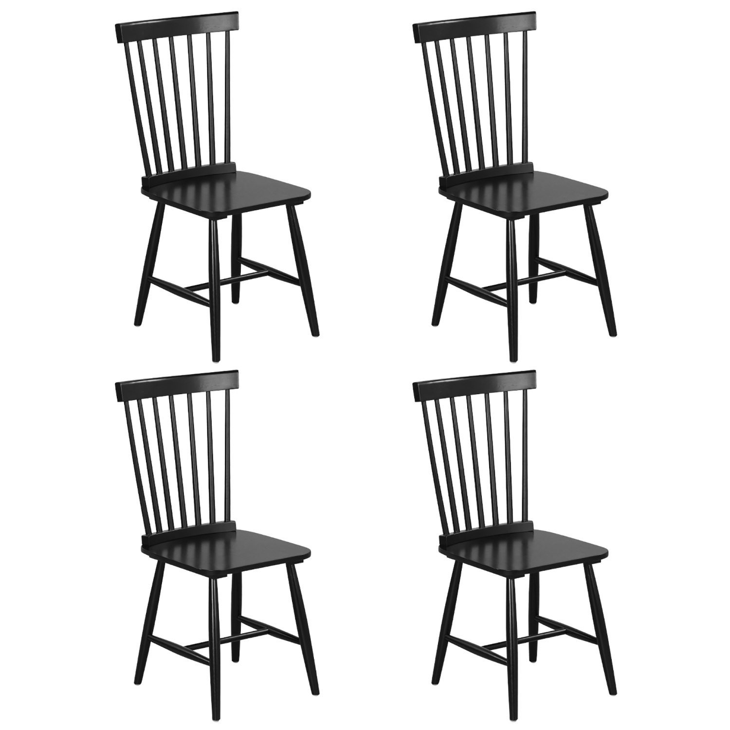 Gymax Dining Chair Set of 4 Solid Wood Windsor Chair w/ High Spindle Back & Wide Seat