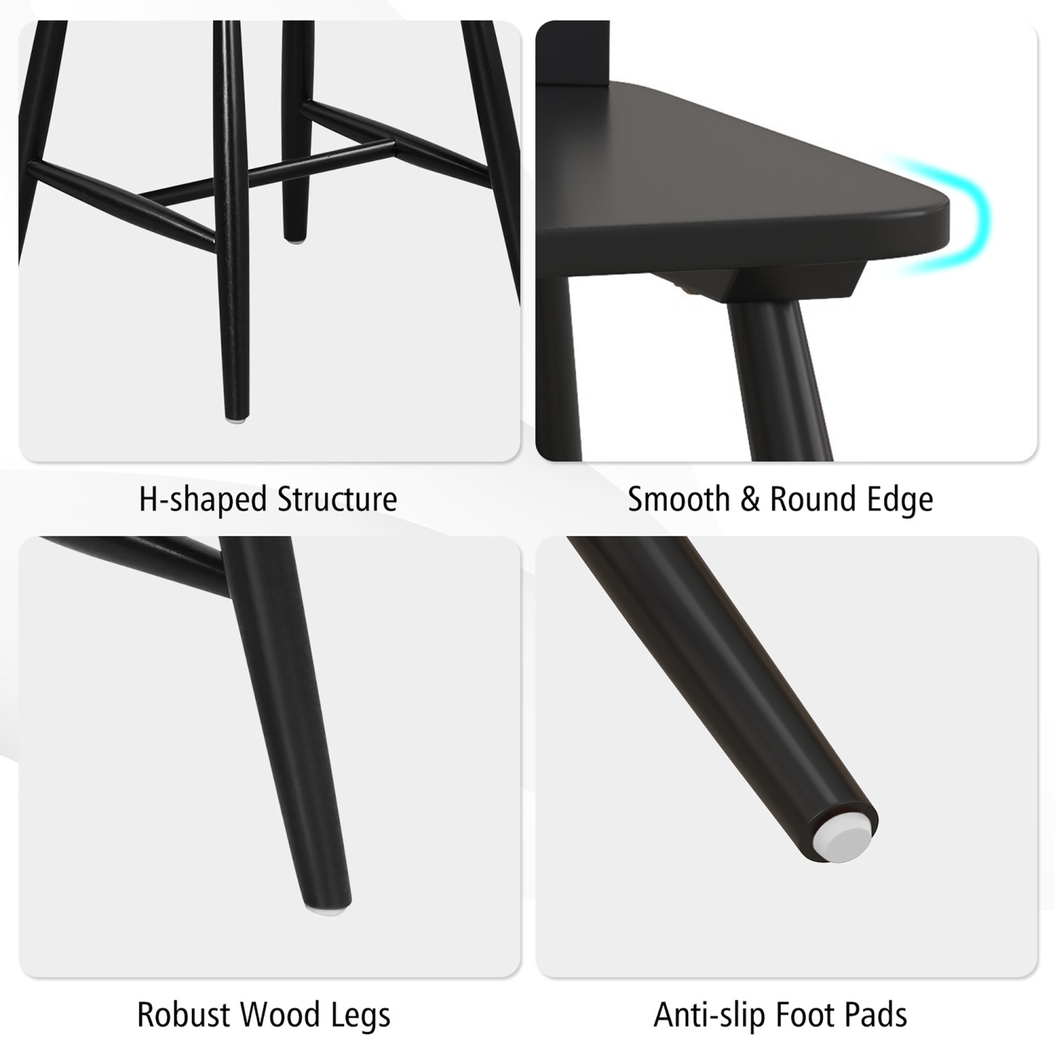 Gymax Dining Chair Set of 4 Solid Wood Windsor Chair w/ High Spindle Back & Wide Seat