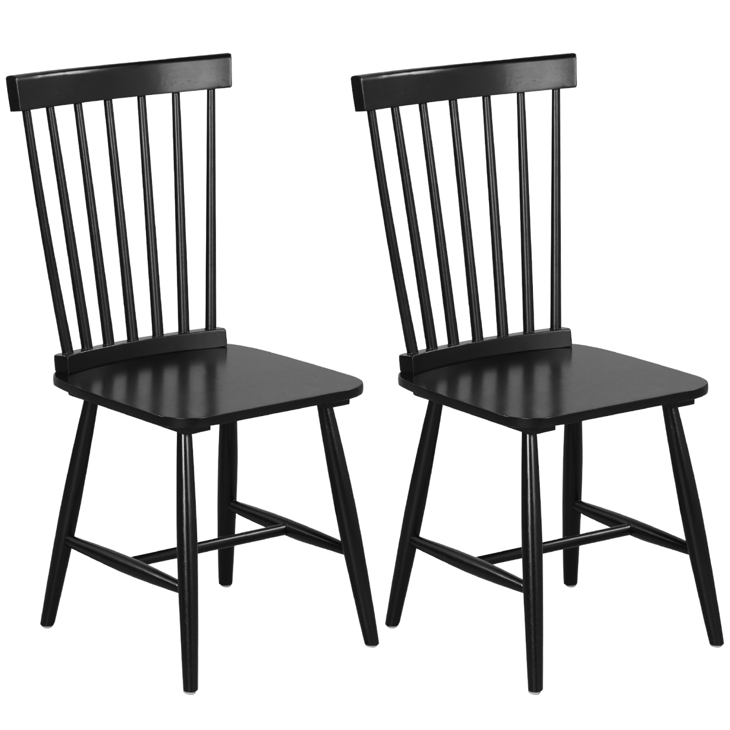 Gymax Dining Chair Set of 4 Solid Wood Windsor Chair w/ High Spindle Back & Wide Seat