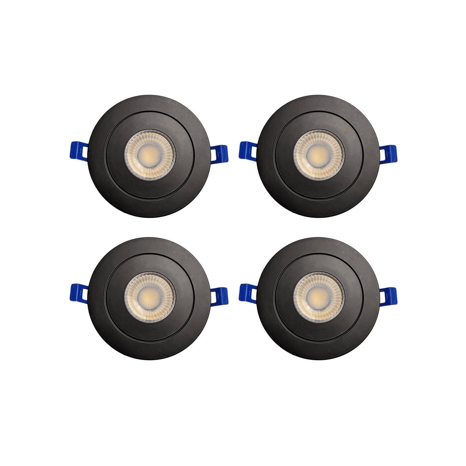 Strak Gimbal Black 4-Inch Integrated Slim Panel 7w 560lm Downlight Recessed Lighting 3000k - (4-Pack)