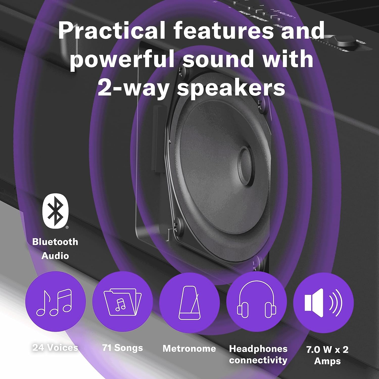 Piano numérique à action lestée P225 B de Yamaha avec bloc d'alimentation, pédale forte et couvercle antipoussière