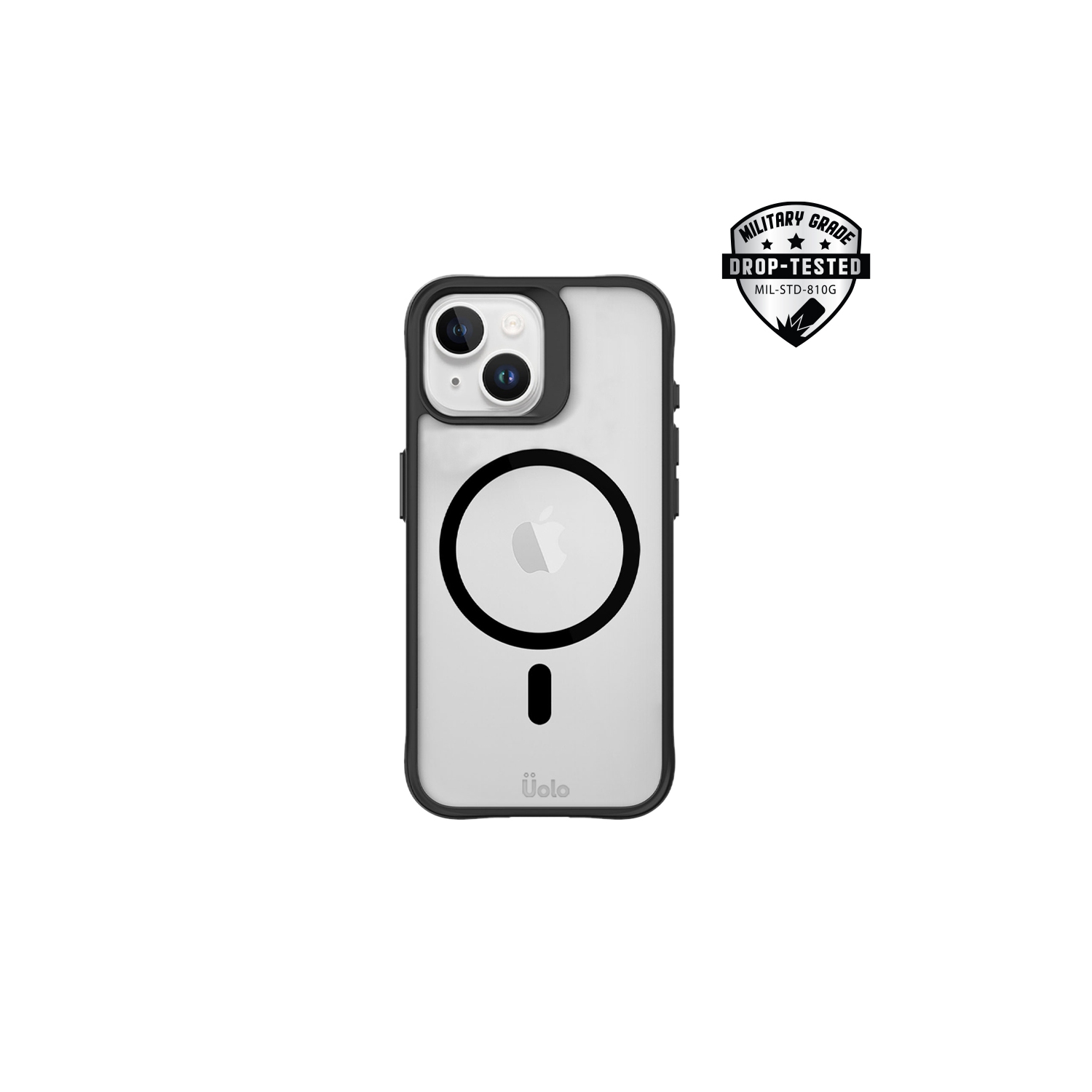 Uolo Shield Tempered Glass Screen Proteector w/ Uolo Soul+ Military-Grade Protection MagSafe Case, iPhone 15 Black Bundle