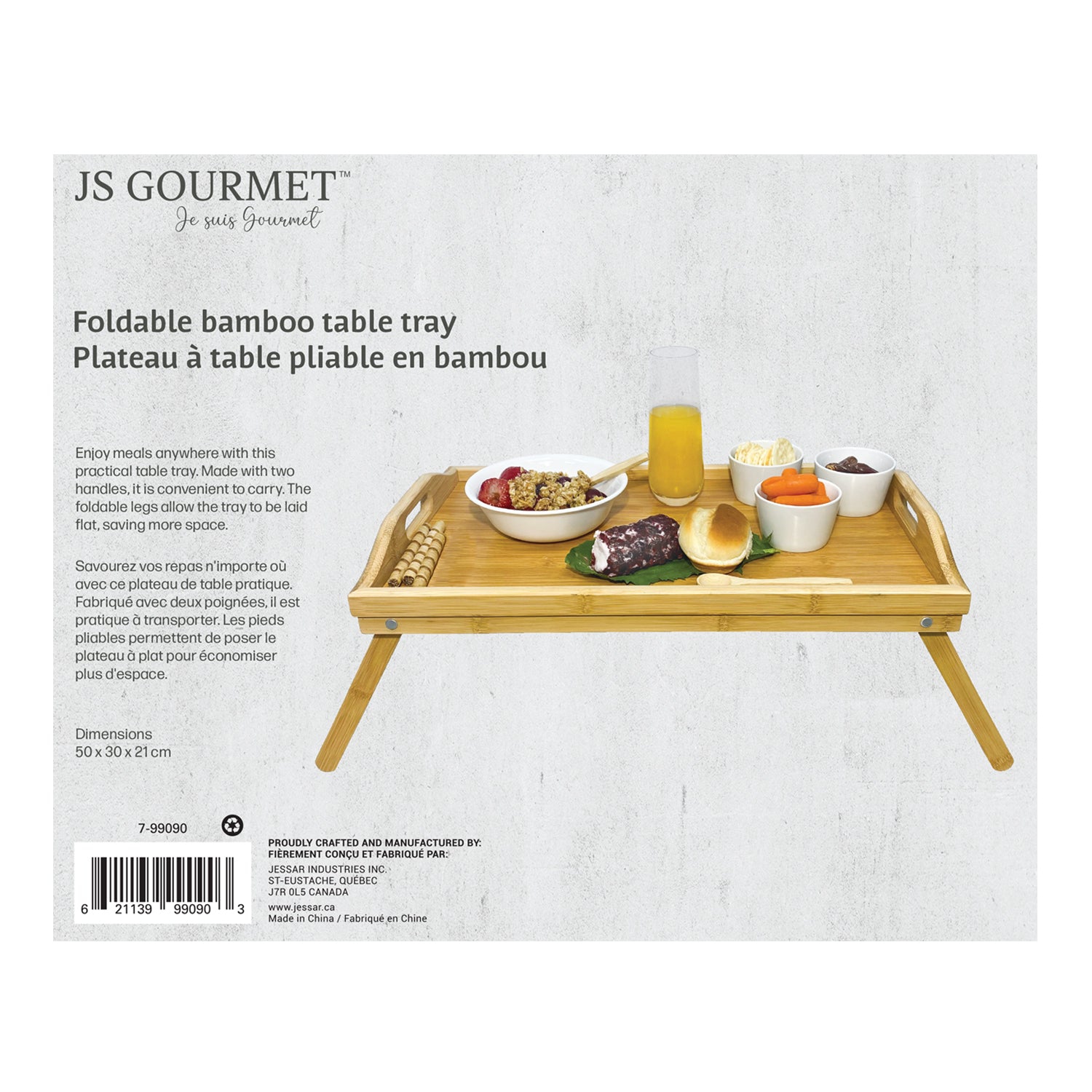 JS Gourmet - Plateau à repas/dîner pliable, fait de bambou