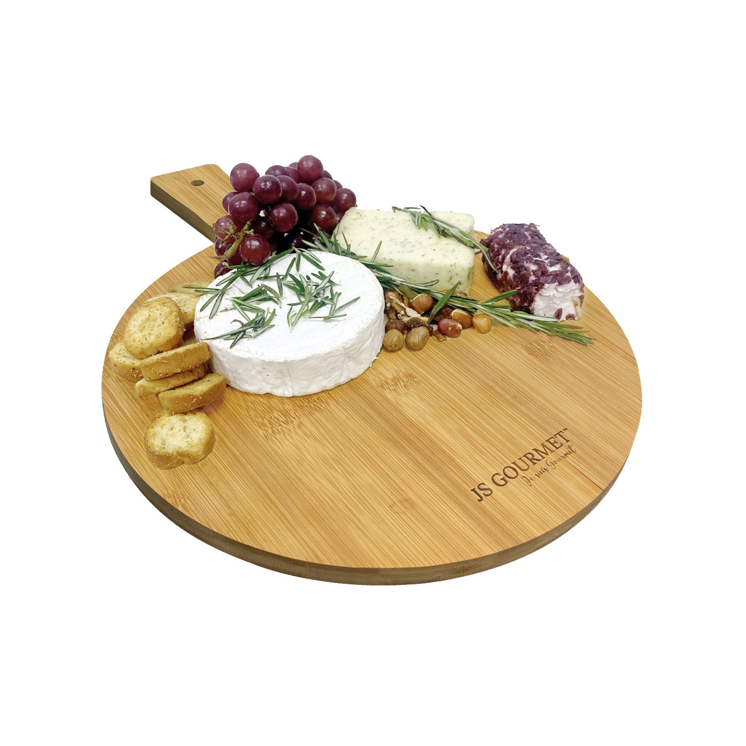 JS Gourmet - Round Cheese Board, Made of Bamboo