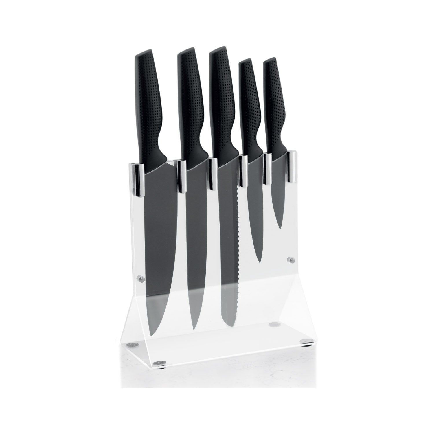 JS Gourmet - Kitchen Knife Set with Clear Storage Holder
