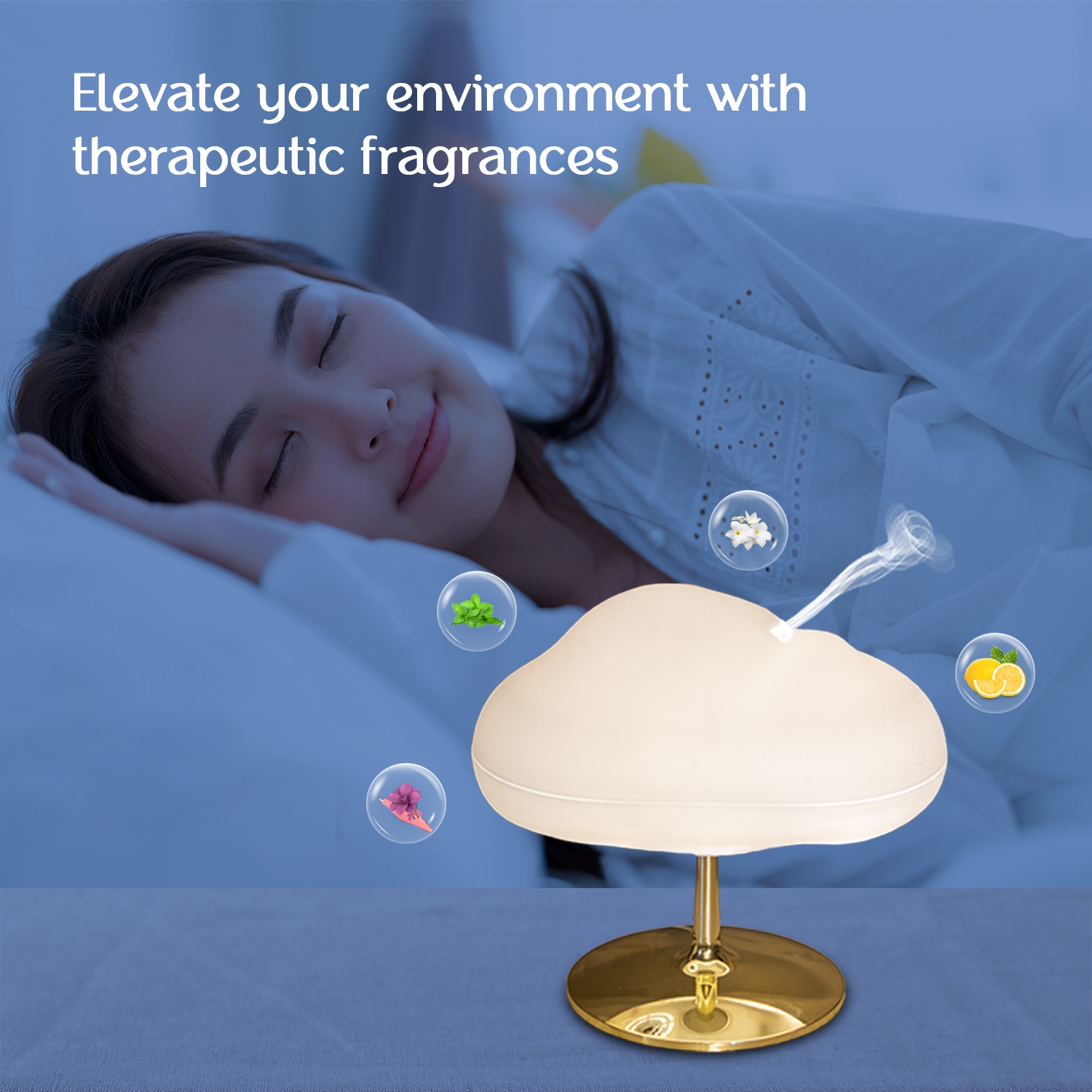 Duce Alpha Aromatherapy Portable Cloud Diffuser, Oil Diffuser, Mist Humidifier with 7 Color Lights for Home, Office, Bedroom, Living Room - Elevate