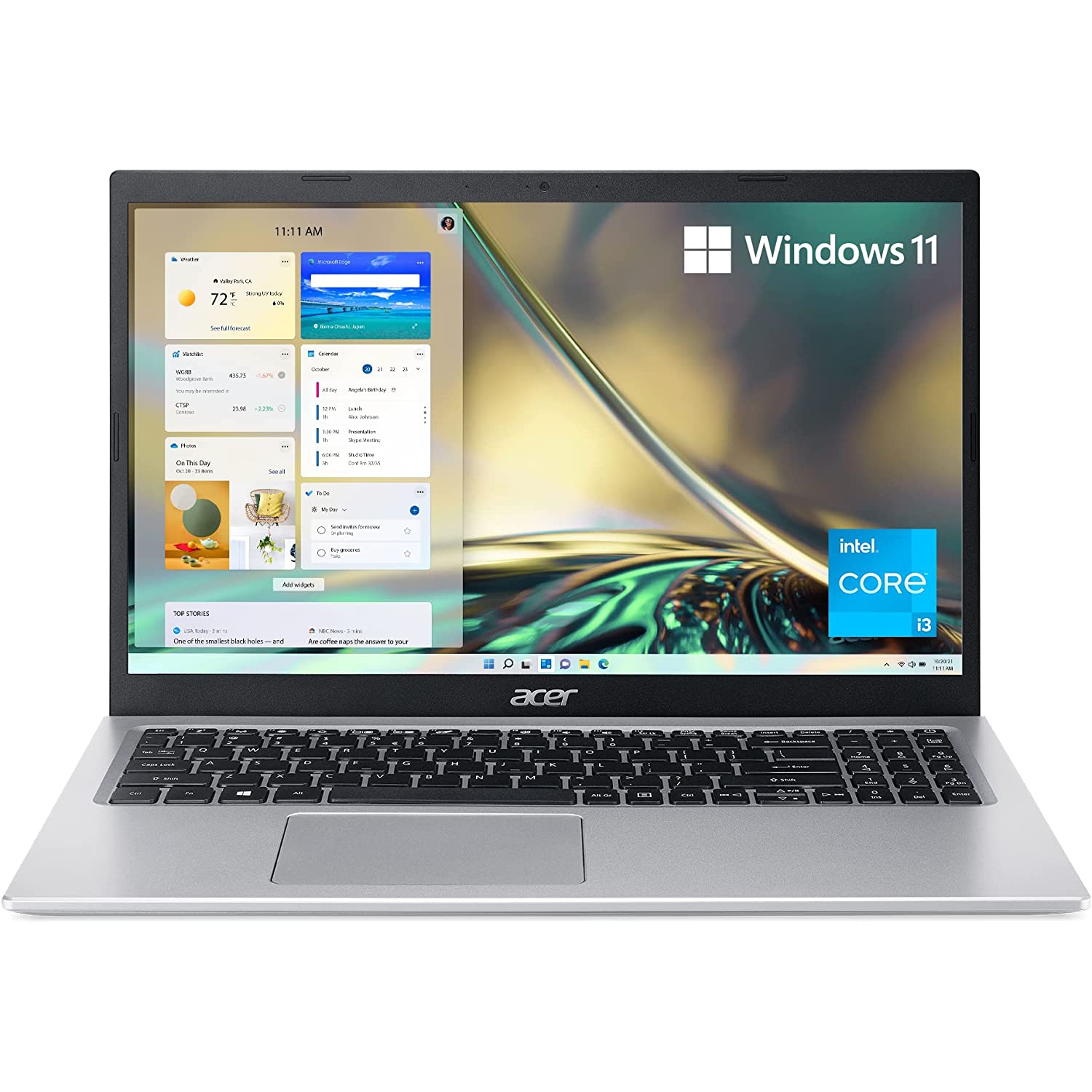 Acer Aspire 5 Laptop 15.6" FHD Intel i3-1115G4 8GB 128GB Amazon Alexa Windows 11 Home in S Mode Silver