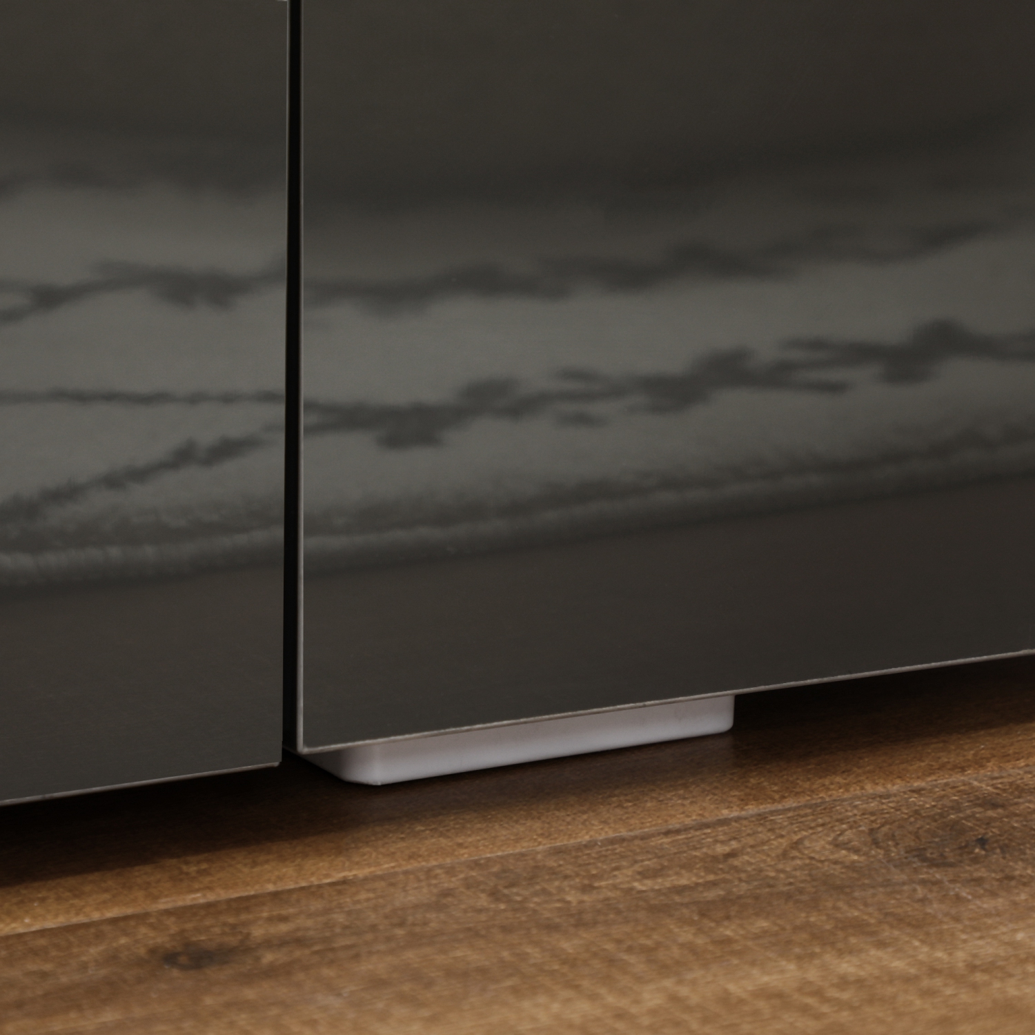 HOMCOM High Gloss TV Cabinet Stand for TVs up to 60" with LED Lights, Entertainment Center with Storage Shelves and Cupboards, Grey