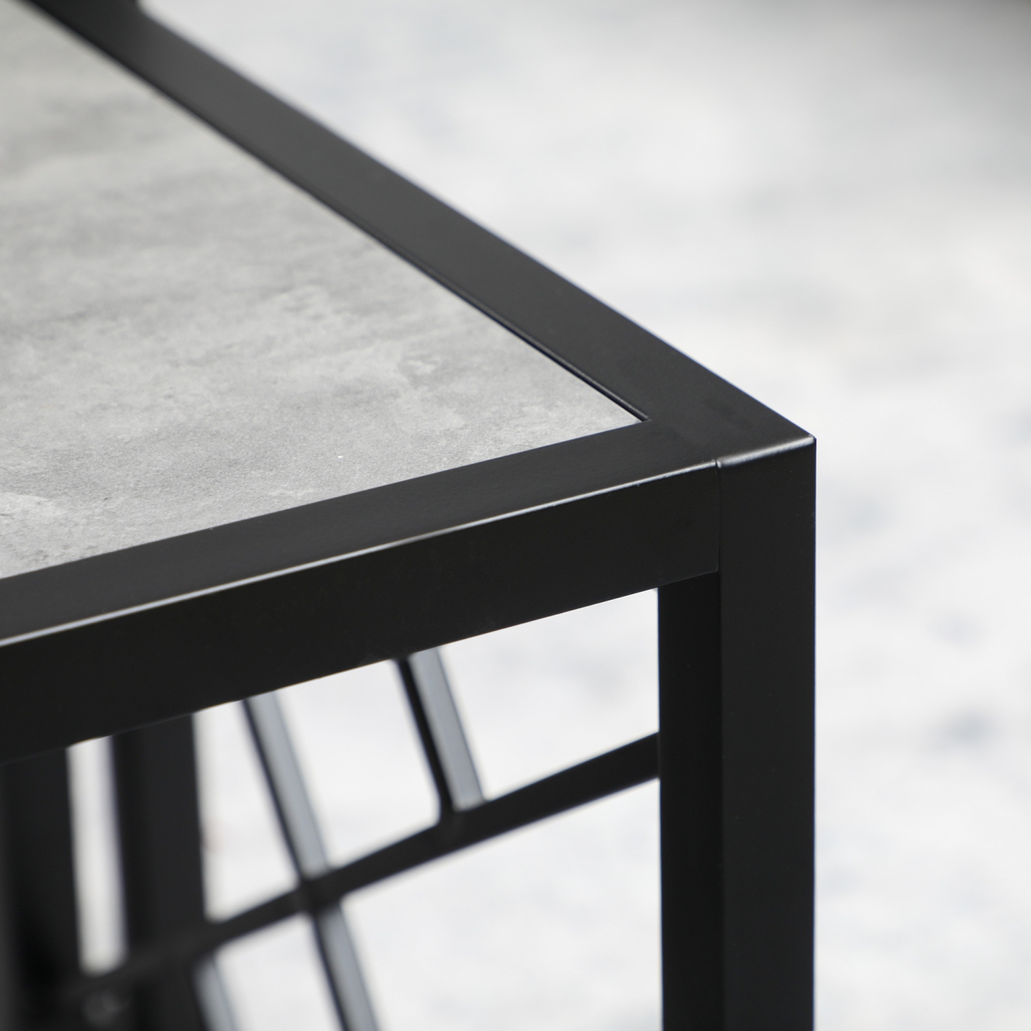 HOMCOM Nesting Tables Set of 3, Square Small Coffee Tables with Faux Marbled Top and Metal Frame for Living Room, Grey