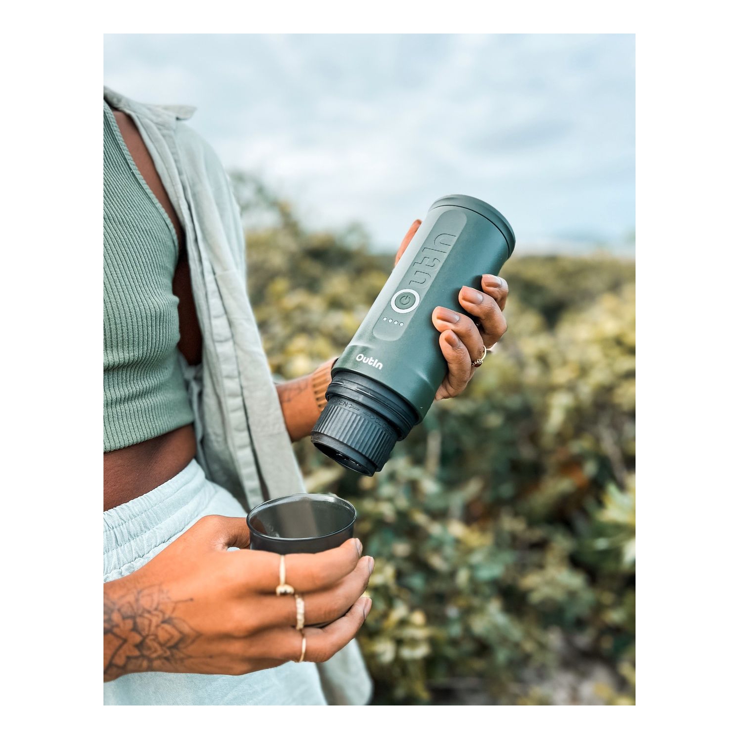 Outin Nano Portable Electric Espresso Machine, 3 Mins Fast Self-Heating, Mini Small, Christmas Gift, Coffee Maker, NS Capsule & Ground Coffee for