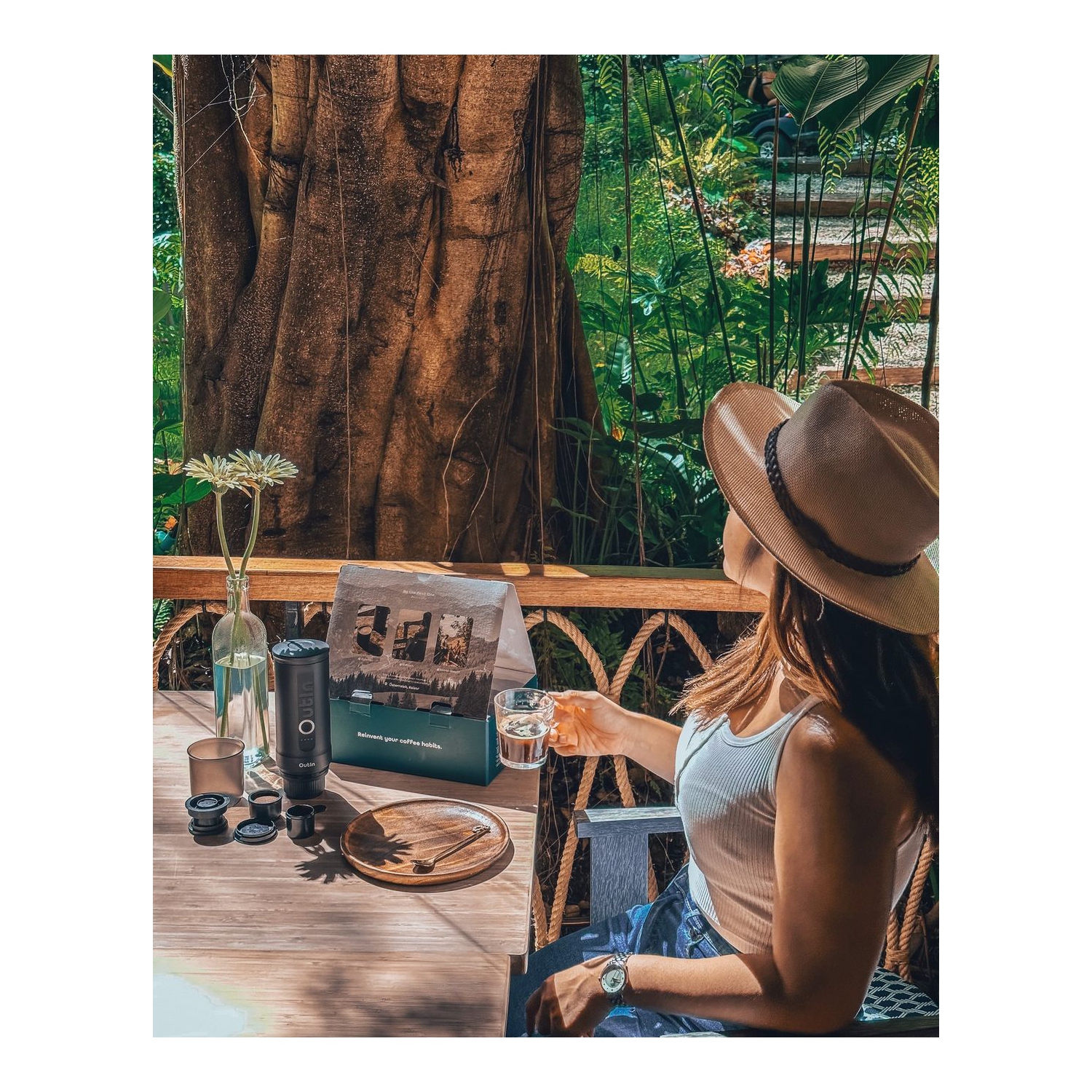 Outin Nano Portable Electric Espresso Machine, 3 Mins Fast Self-Heating, Mini Small, Christmas Gift, Coffee Maker, NS Capsule & Ground Coffee for