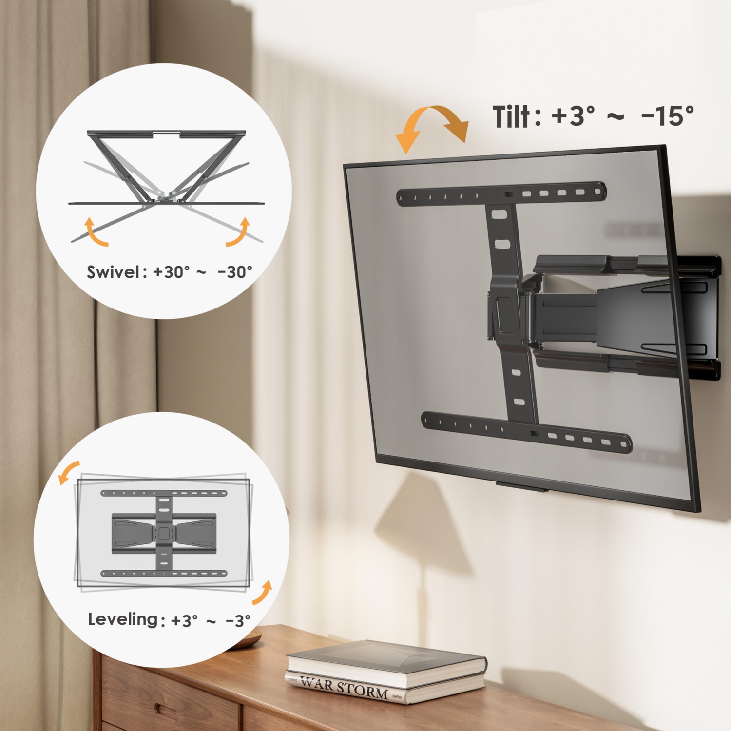 Support mural articulé ultramince pour la plupart des téléviseurs de 43 à 90 po, des supports minces pour téléviseur pouvant être installés sur des