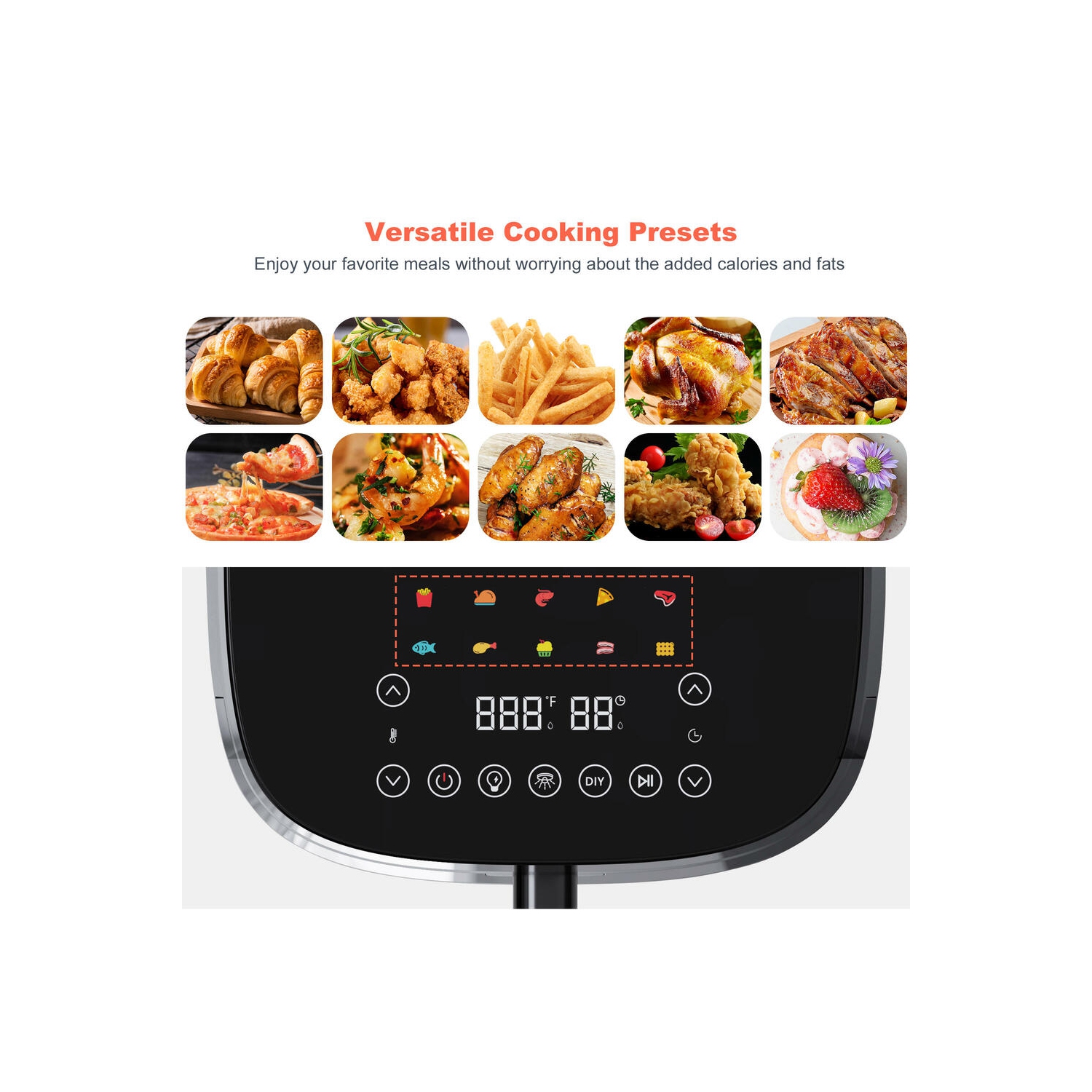 5L Air Fryer with View Window , 10-in-1 Electric Oil Free Airfryer Oven with Digital Touchscreen, Steam Air Technology and 10 Cooking Preset, 1500W