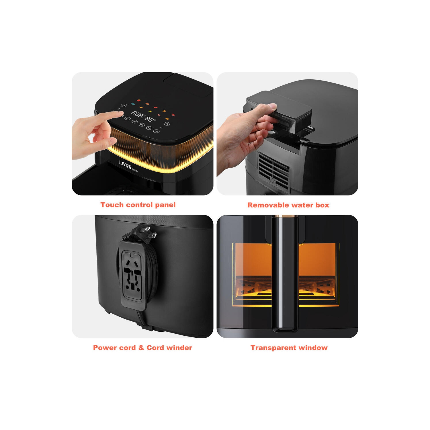 5L Air Fryer with View Window , 10-in-1 Electric Oil Free Airfryer Oven with Digital Touchscreen, Steam Air Technology and 10 Cooking Preset, 1500W