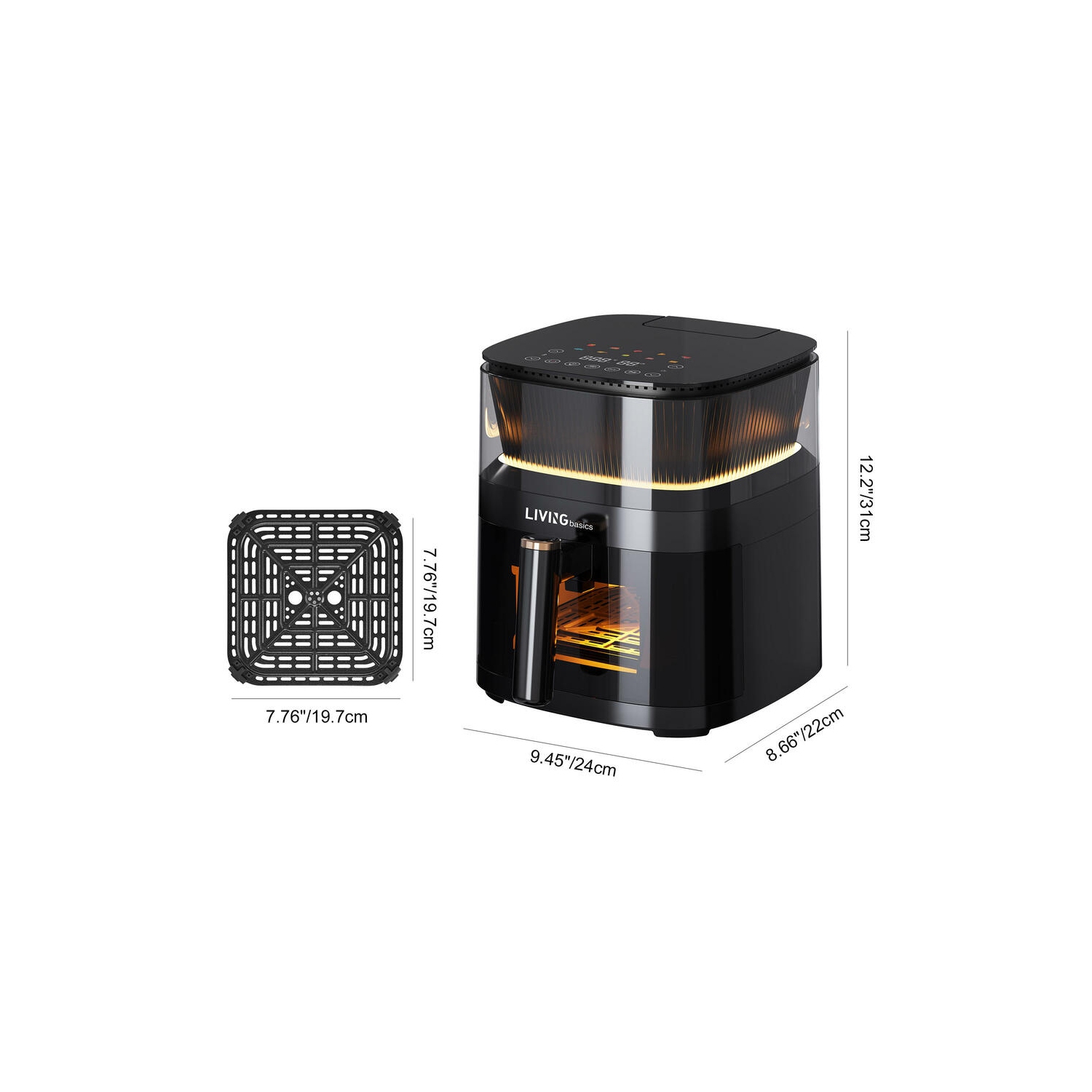 5L Air Fryer with View Window , 10-in-1 Electric Oil Free Airfryer Oven with Digital Touchscreen, Steam Air Technology and 10 Cooking Preset, 1500W