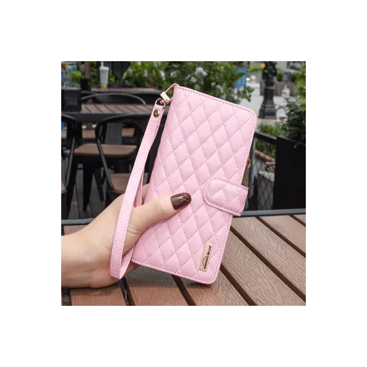 Samsung Smart View Diamond Quilted Leather Protective Case Cover For Galaxy S23 Rose Gold With Free Tempered Glass