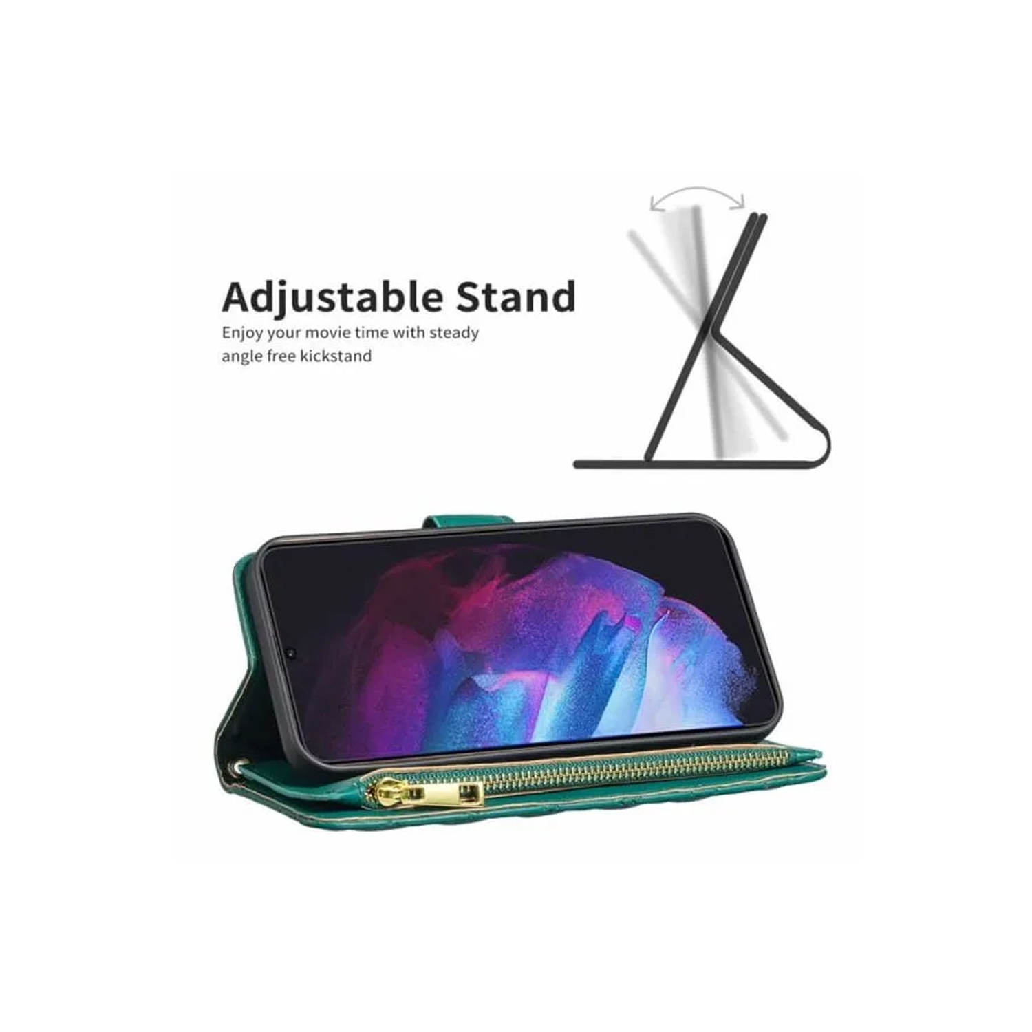 Samsung Smart View Diamond Quilted Leather Protective Case Cover For Galaxy S23 Rose Gold With Free Tempered Glass