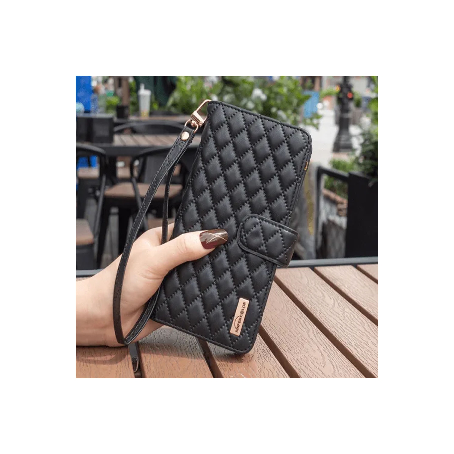 Samsung Smart View – Étui protecteur en cuir matelassé Diamond pour Galaxy S23 plus noir avec verre trempé gratuit