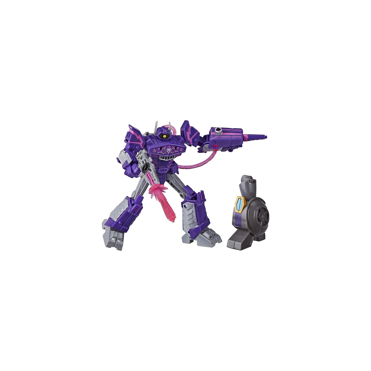 Transformers Toys Cyberverse Deluxe Class Shockwave Action Figure, Shock Blast Attack Move and Build-A-Figure Piece, for Kids Ages 6 and Up, 5-inch