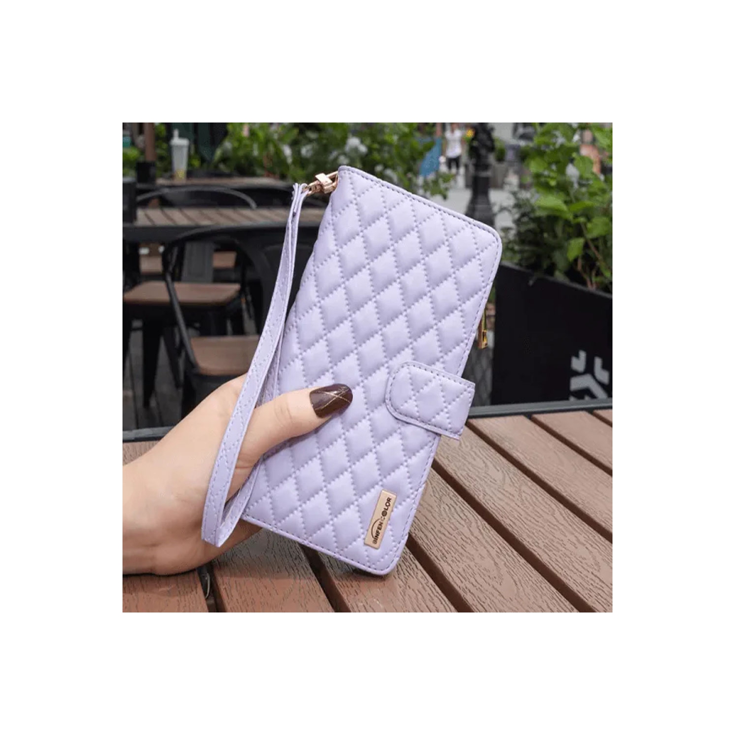 Samsung Smart View Diamond Quilted Leather Protective Case Cover For Galaxy S23 Plus Purple With Free Tempered Glass