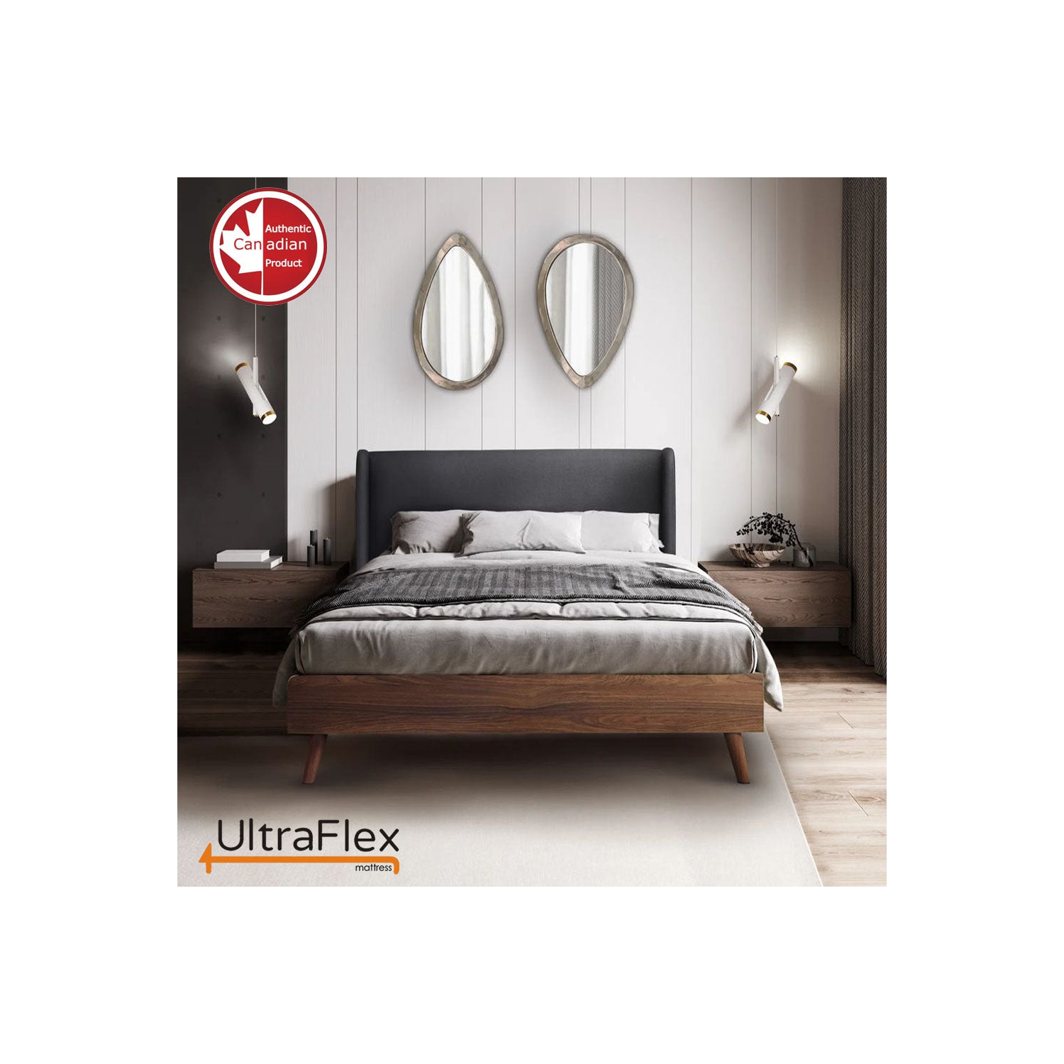 UltraFlex PARADISE - Natural Heavy Duty Foam Blend, Low Motion Transfer, Cool Gel and Spinal Posture Support,- With Waterproof Mattress Protector