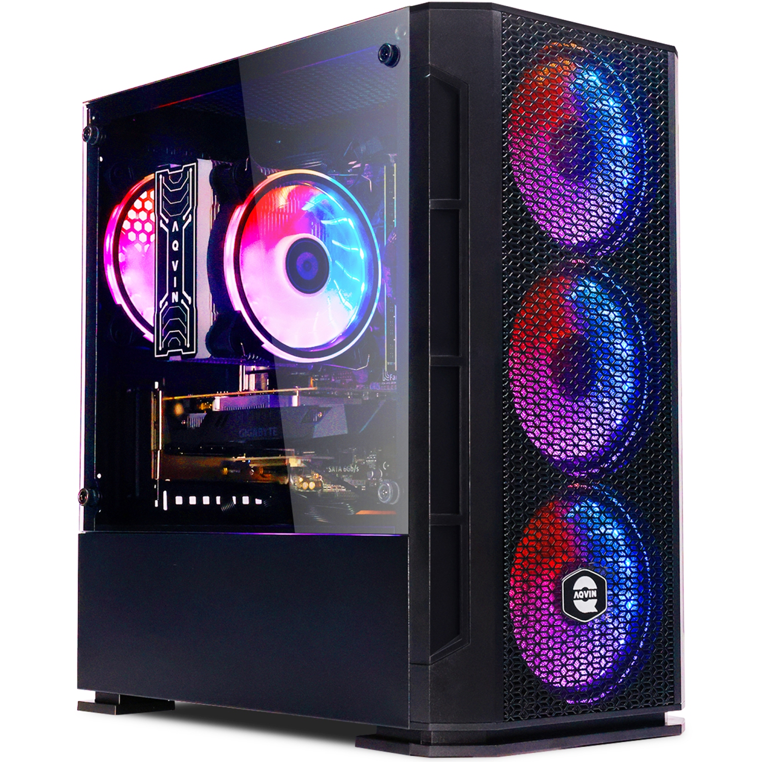 Gaming PC AQVIN AQ10 Tower, Intel Core i7 Processor, 32GB RAM, 2TB SSD, GeForce RTX 5050 8GB GDDR6, Windows 11 Pro, New 27 inch Curved Gaming