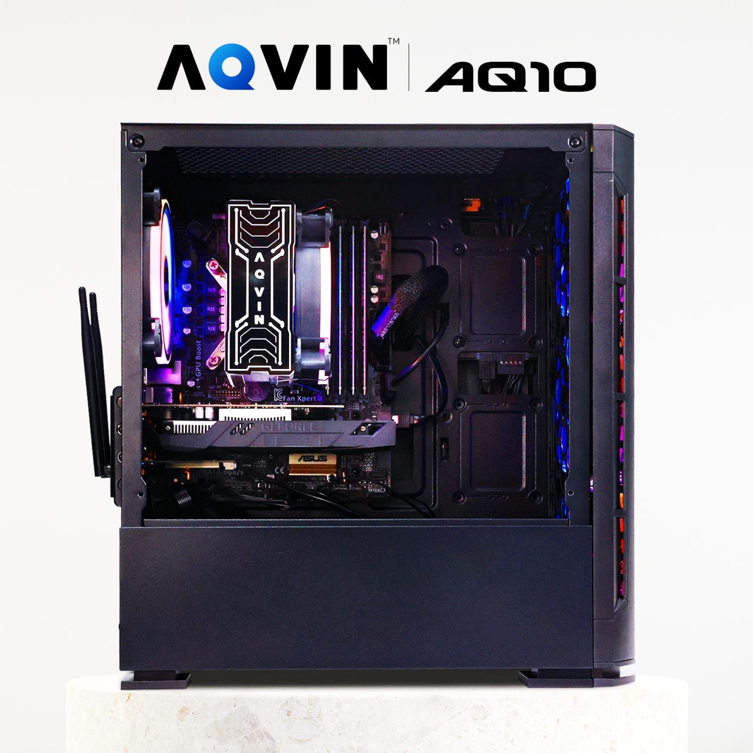 Gaming PC AQVIN AQ10 Tower, Intel Core i7 Processor, 32GB RAM, 2TB SSD, GeForce RTX 5050 8GB GDDR6, Windows 11 Pro, New 27 inch Curved Gaming