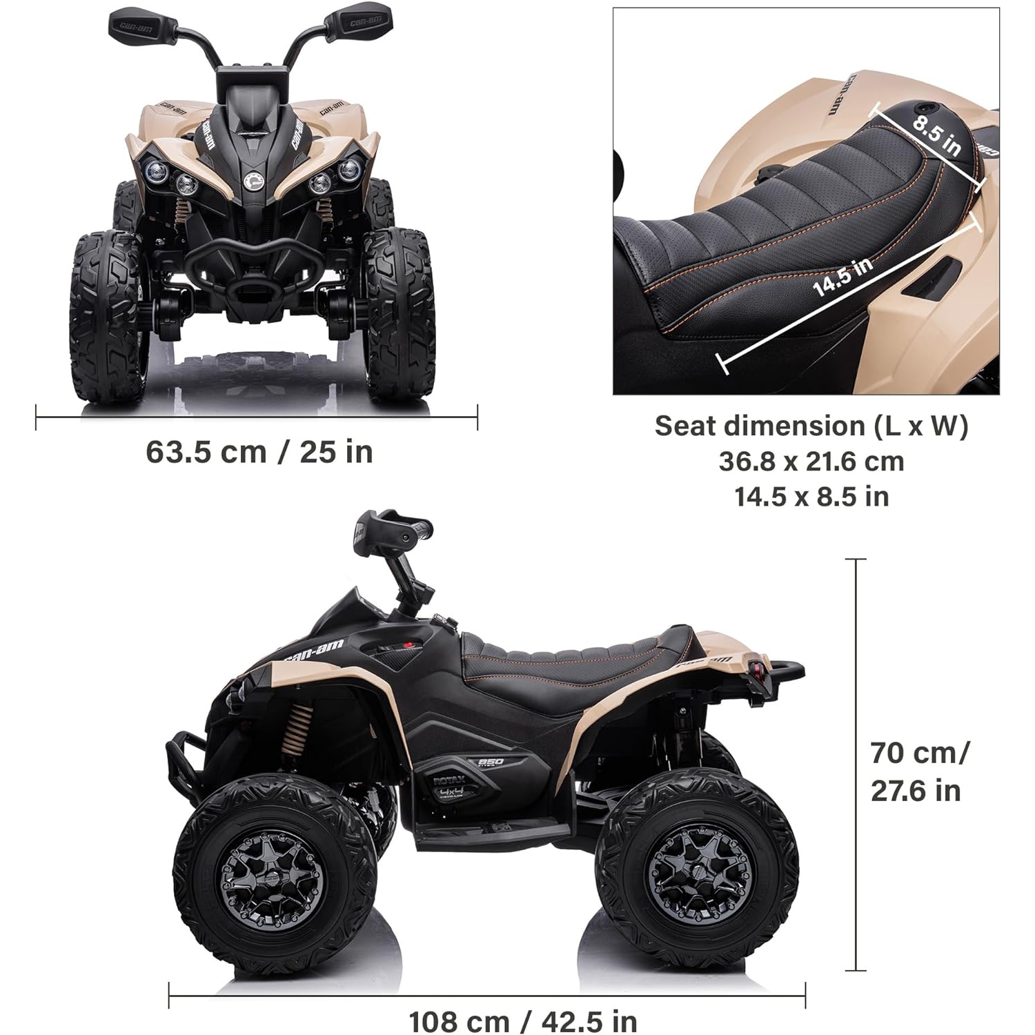 Voltz Toys ATV Ride-on Toy Car for Kids, 24V Licensed Can-Am Renegade Off-Road Battery Powered Electric Truck with LED Lights, and MP3 Player