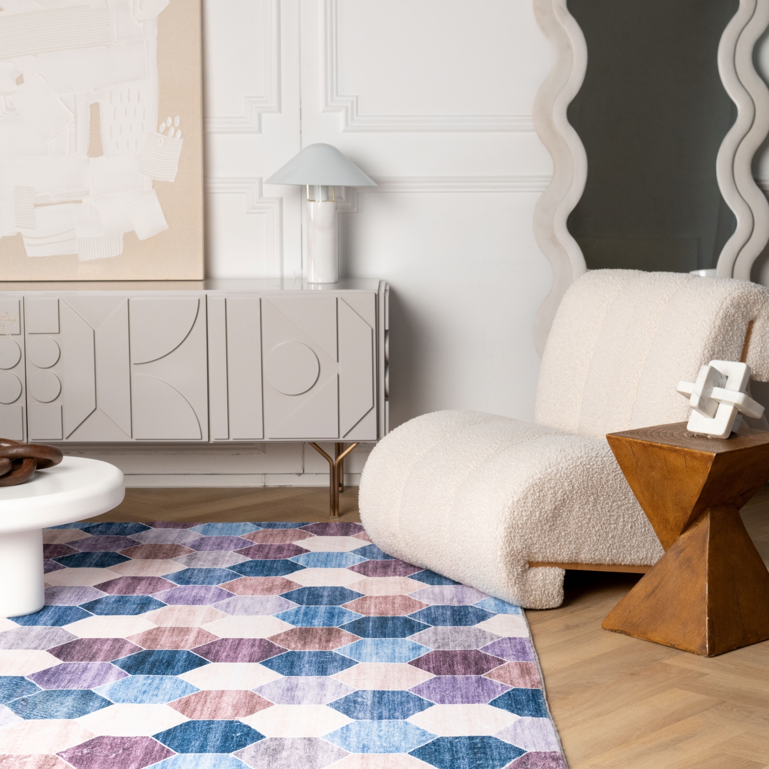 Rug Branch Silas Contemporary Geometric Purple/Cream Area Rug