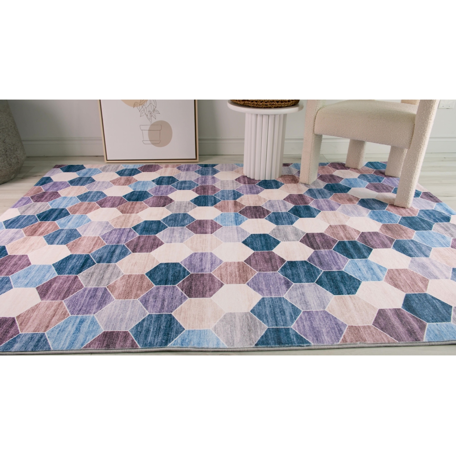 Rug Branch Silas Contemporary Geometric Purple/Cream Area Rug