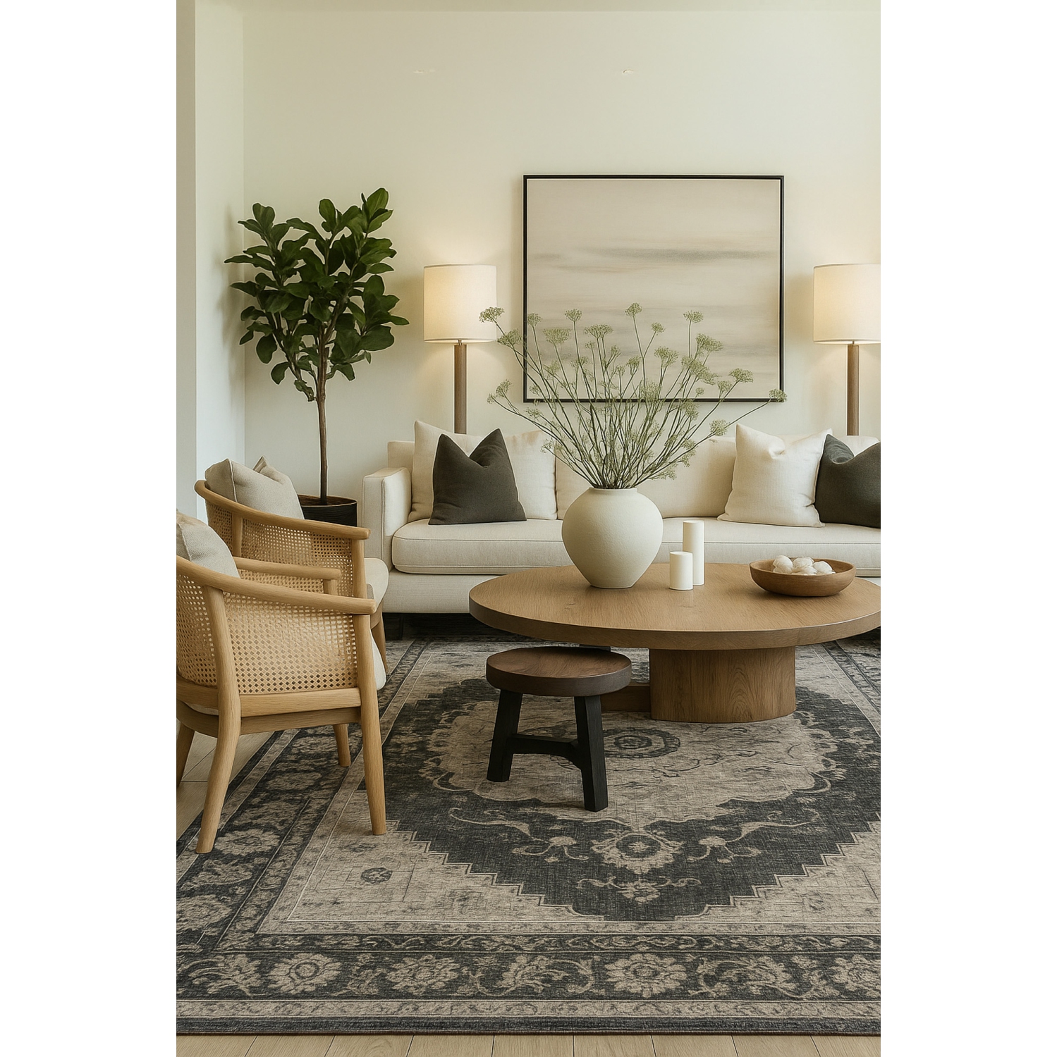 Rug Branch Zarin Traditional Oriental Black/Grey Indoor Area Rug