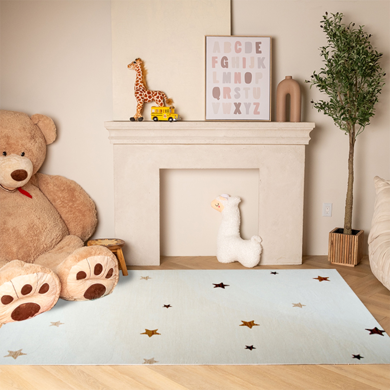 Rug Branch Stella Scandinavian Stars Cream Kids Area Rug