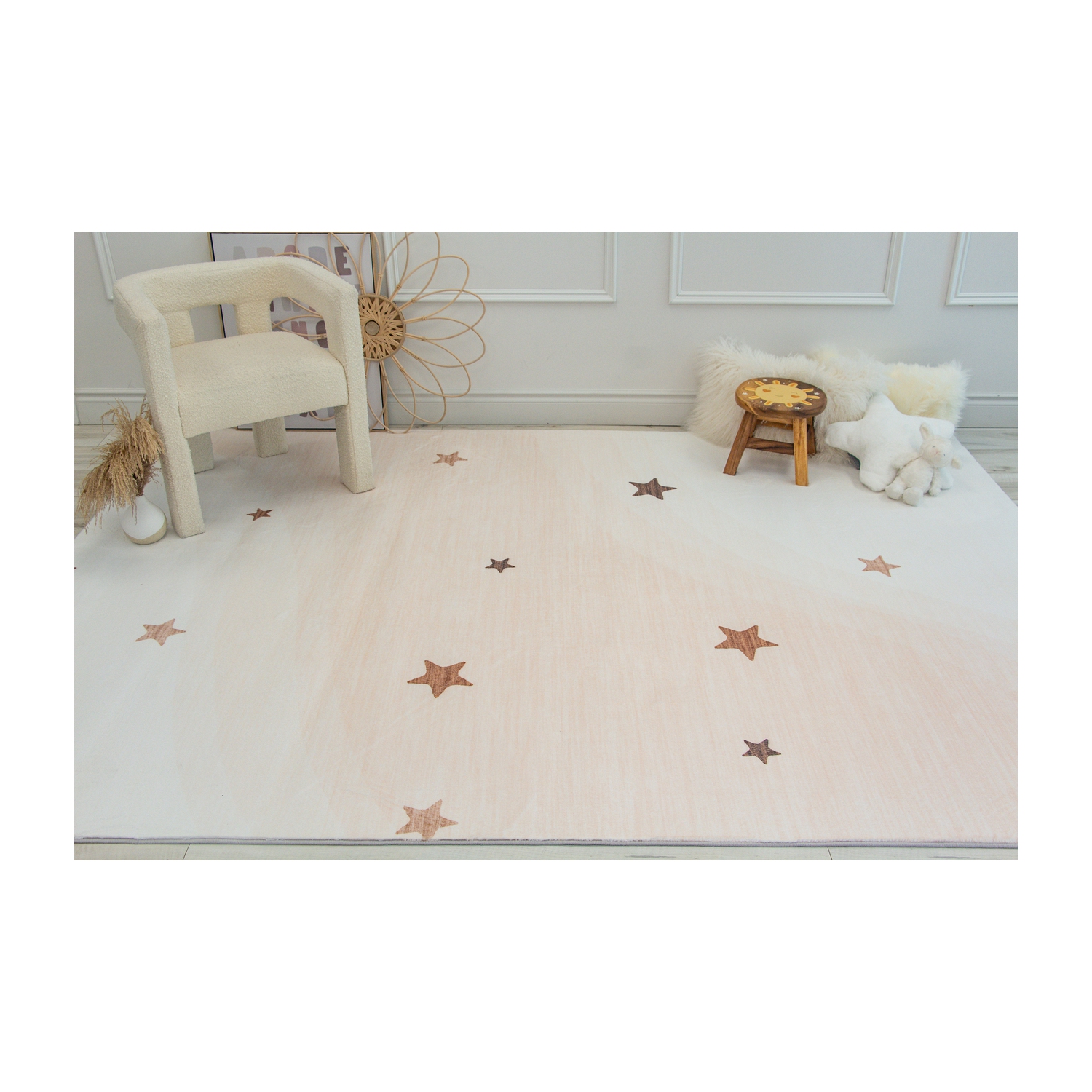 Rug Branch Stella Scandinavian Stars Cream Kids Area Rug