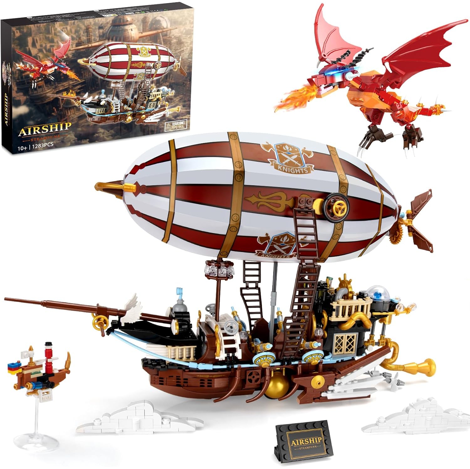 Steampunk Airship Building Toy Set, STEM Toys for Kids 10-12, Unique Gift for Adults Teens Boys Girls Ages 10+, New 2023
