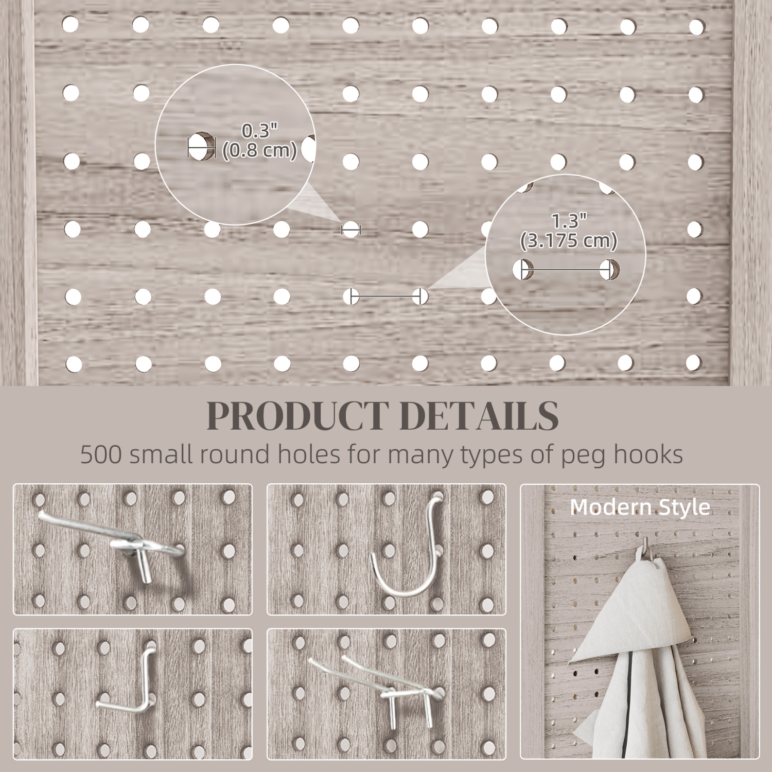 HOMCOM 5.6 Ft. Tall 4-Panel Room Divider, Pegboard Panel Freestanding Folding Privacy Screen Panels, Partition Wall Divider for Indoor Bedroom