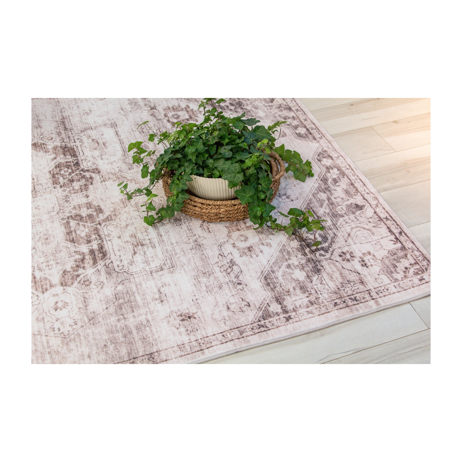 Rug Branch Sahra Traditional Distressed Medallion Brown/Cream Indoor Area Rug