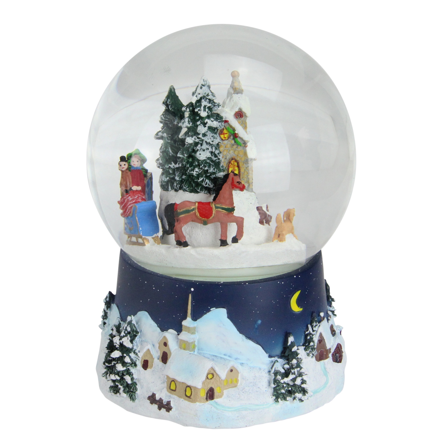 6.5" Musical and Animated Christmas Villiage Winter Scene Rotating Water Globe Dome