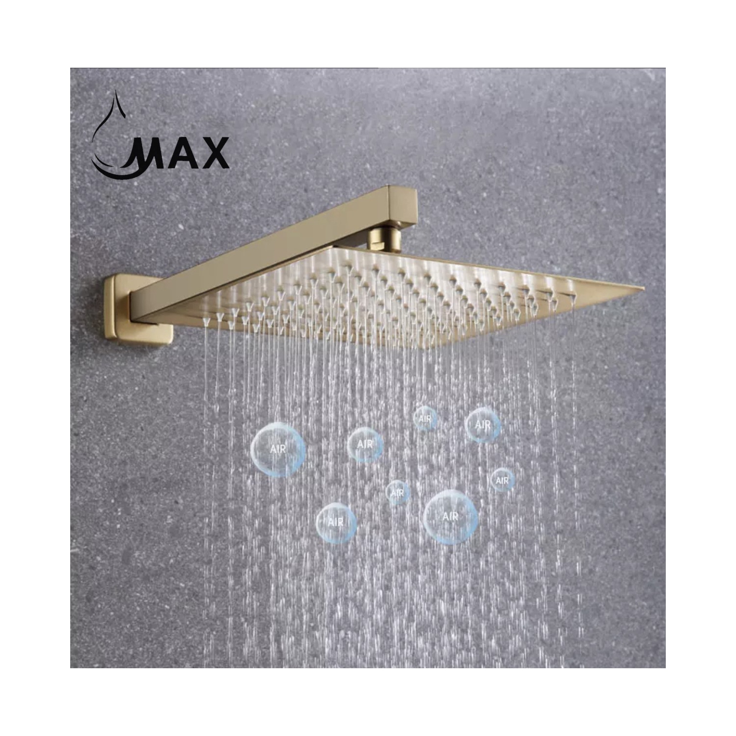 MAX Faucets Square Tub Shower System Three Functions With Valve Brushed Gold